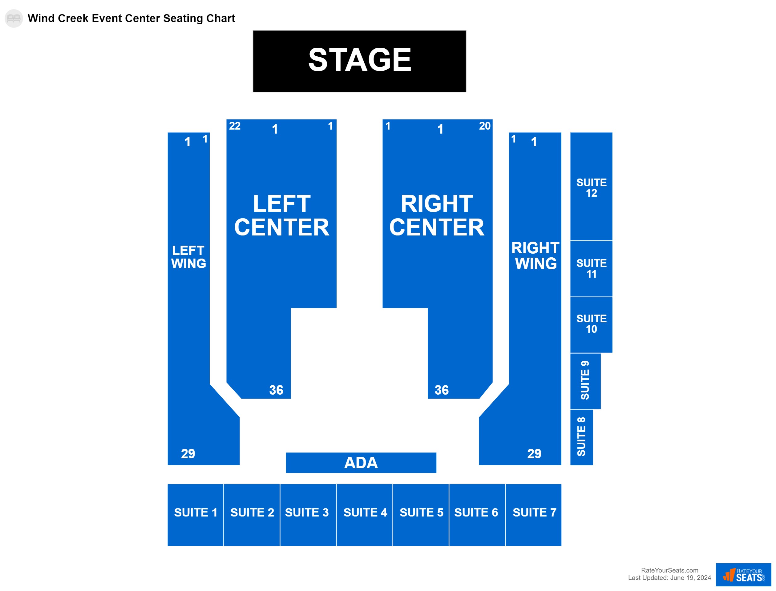 Comedy seating chart at Wind Creek Event Center