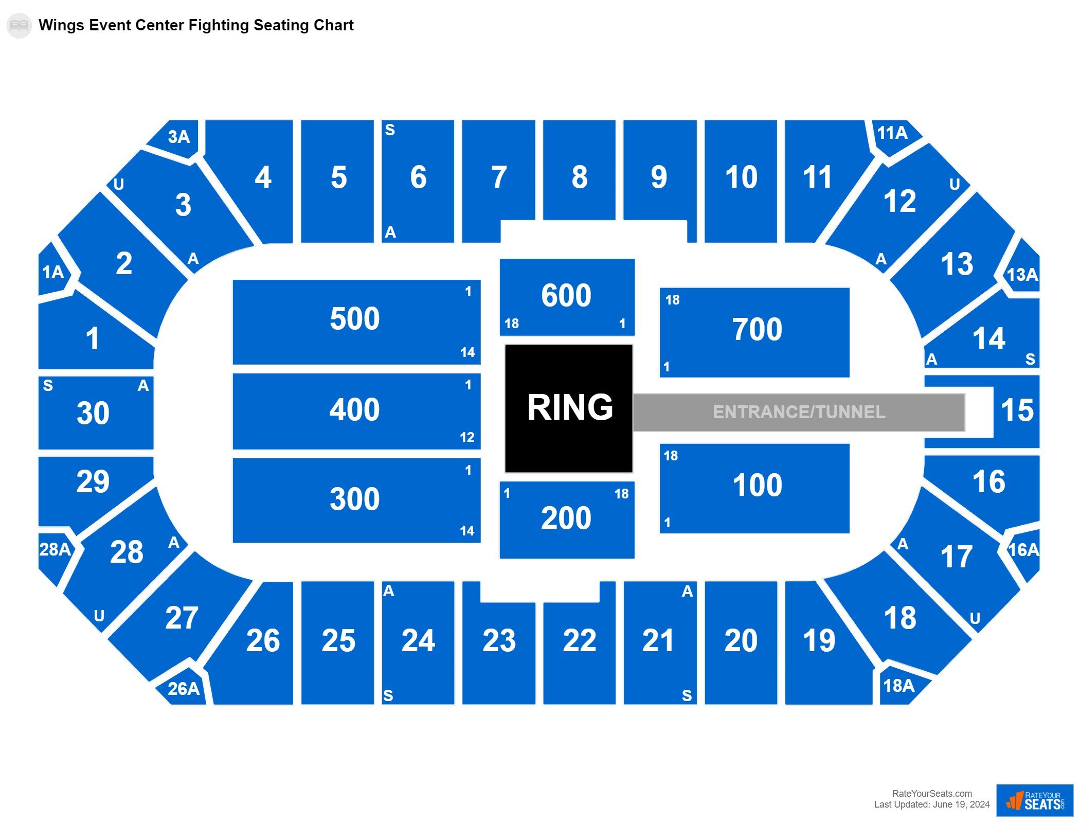 Fighting seating chart at Wings Event Center