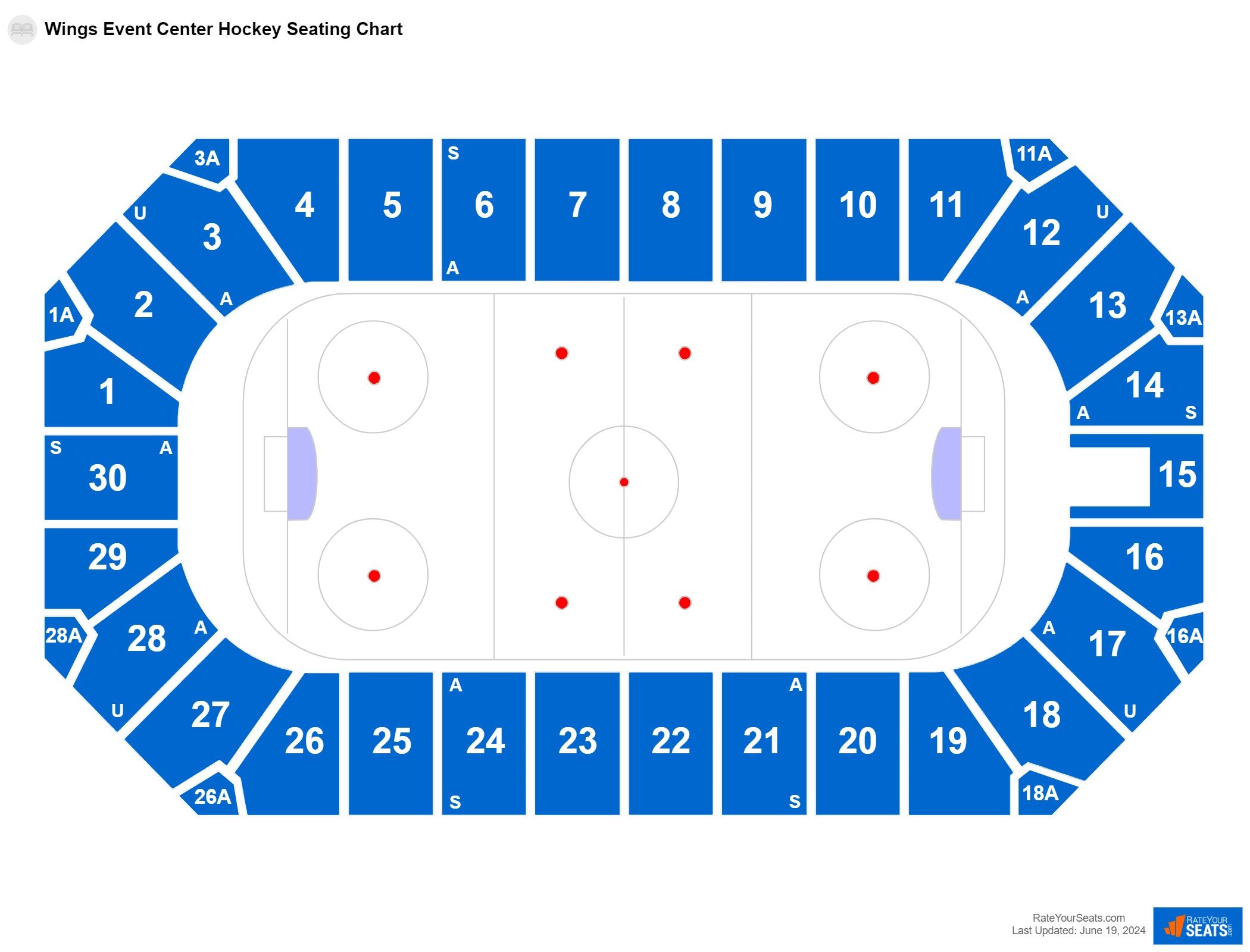 Hockey seating chart at Wings Event Center