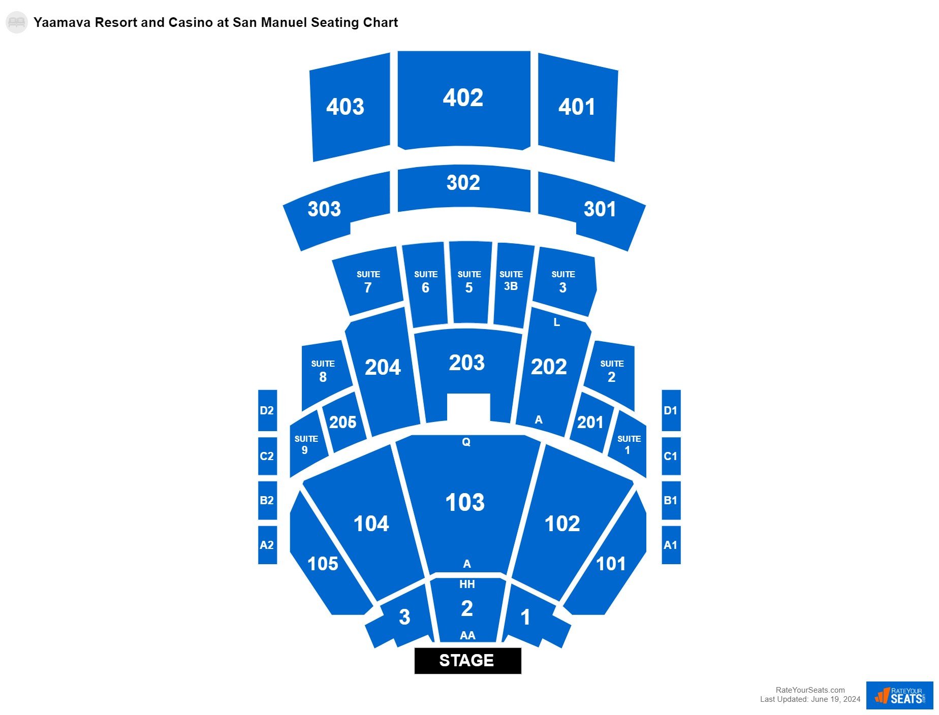 Comedy seating chart at Yaamava Resort and Casino at San Manuel