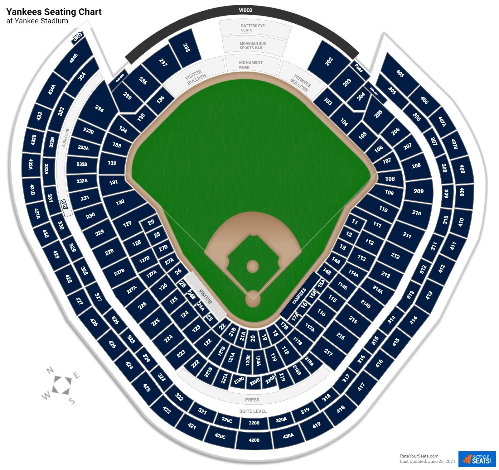 Yankees Seating Chart At Yankee Stadium 