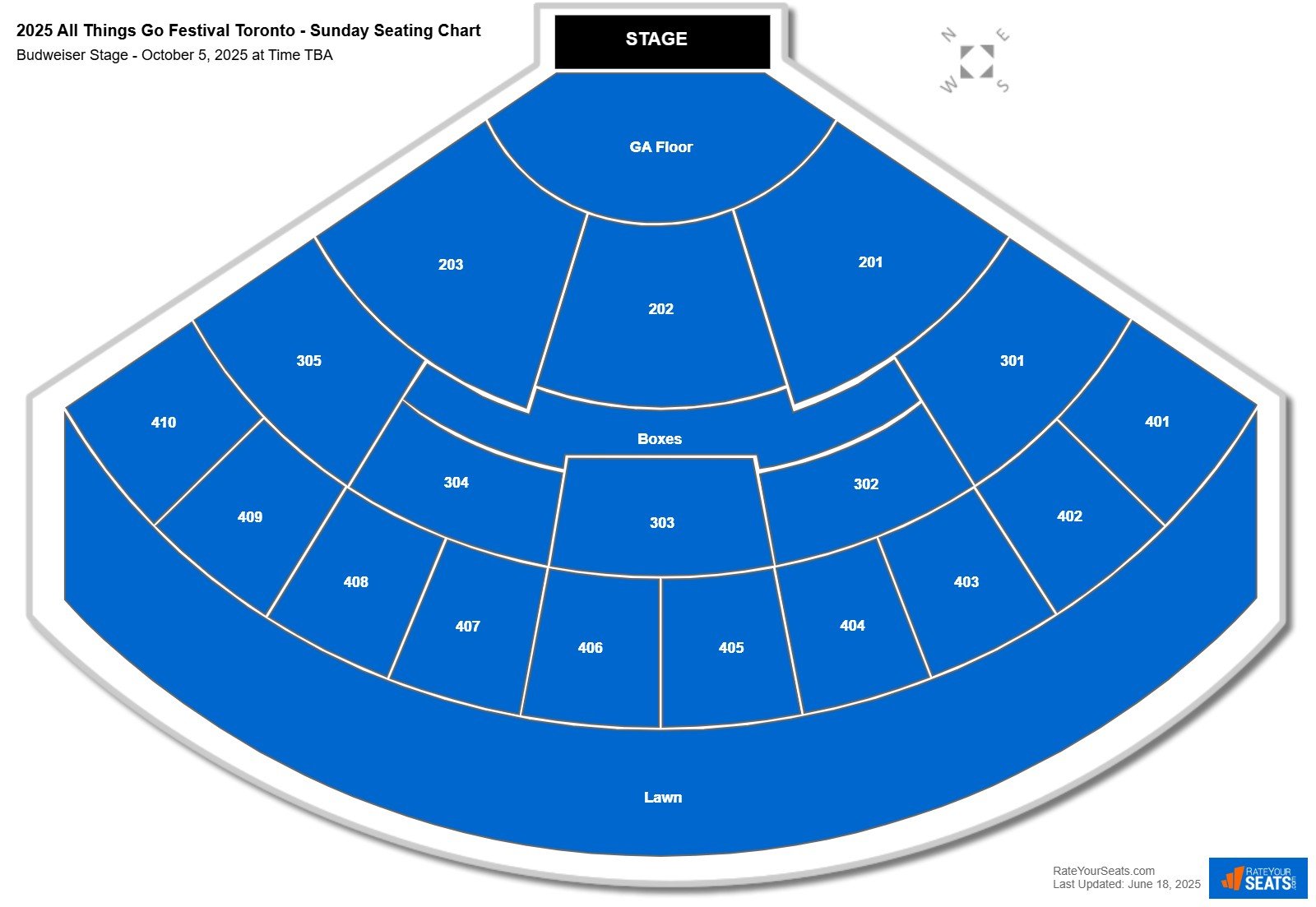 2025 All Things Go Festival Toronto - Sunday seating chart Budweiser Stage