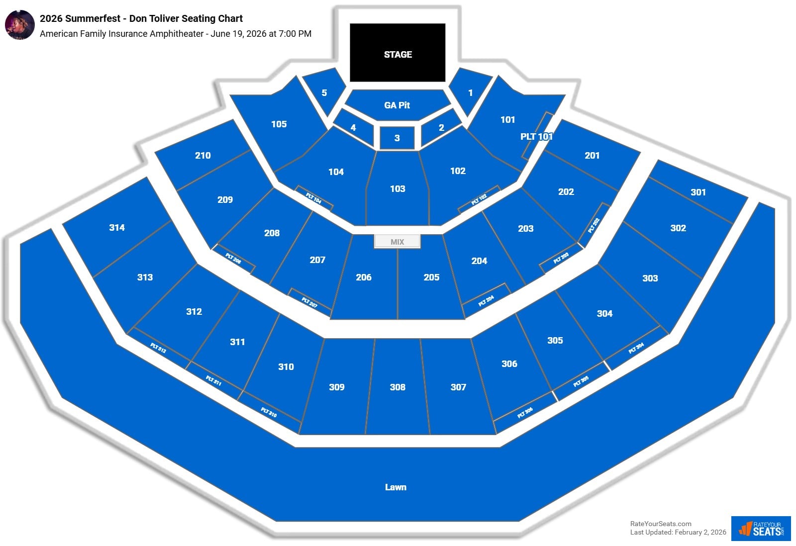 2026 Summerfest - Don Toliver seating chart American Family Insurance Amphitheater