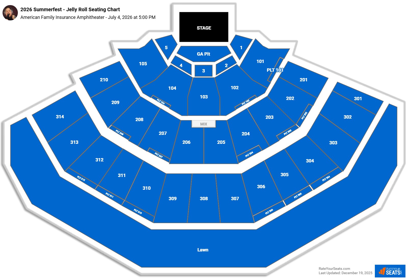 2026 Summerfest - Jelly Roll seating chart American Family Insurance Amphitheater