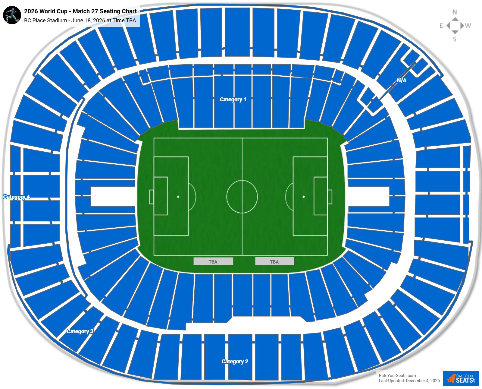 Canada vs Qatar - World Cup - Match 27 seating chart BC Place Stadium