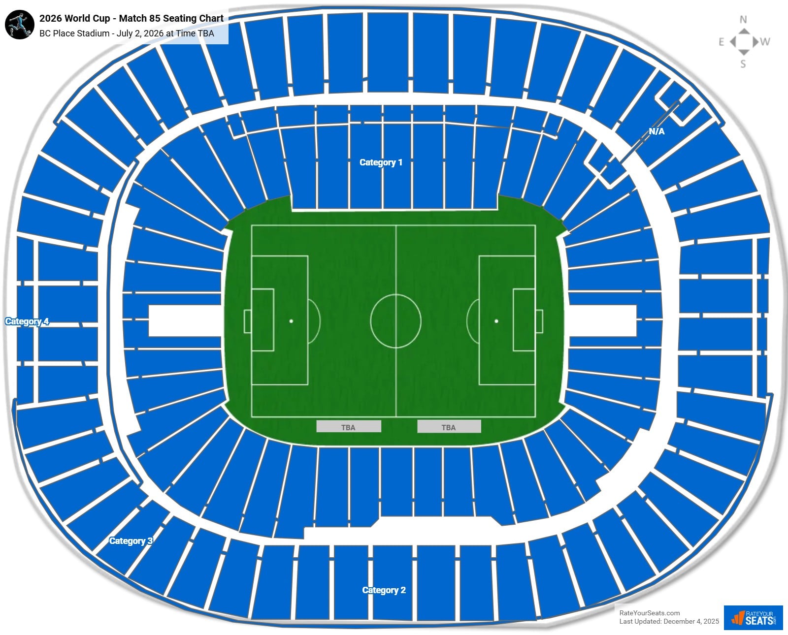 2026 World Cup - Match 85 seating chart BC Place Stadium