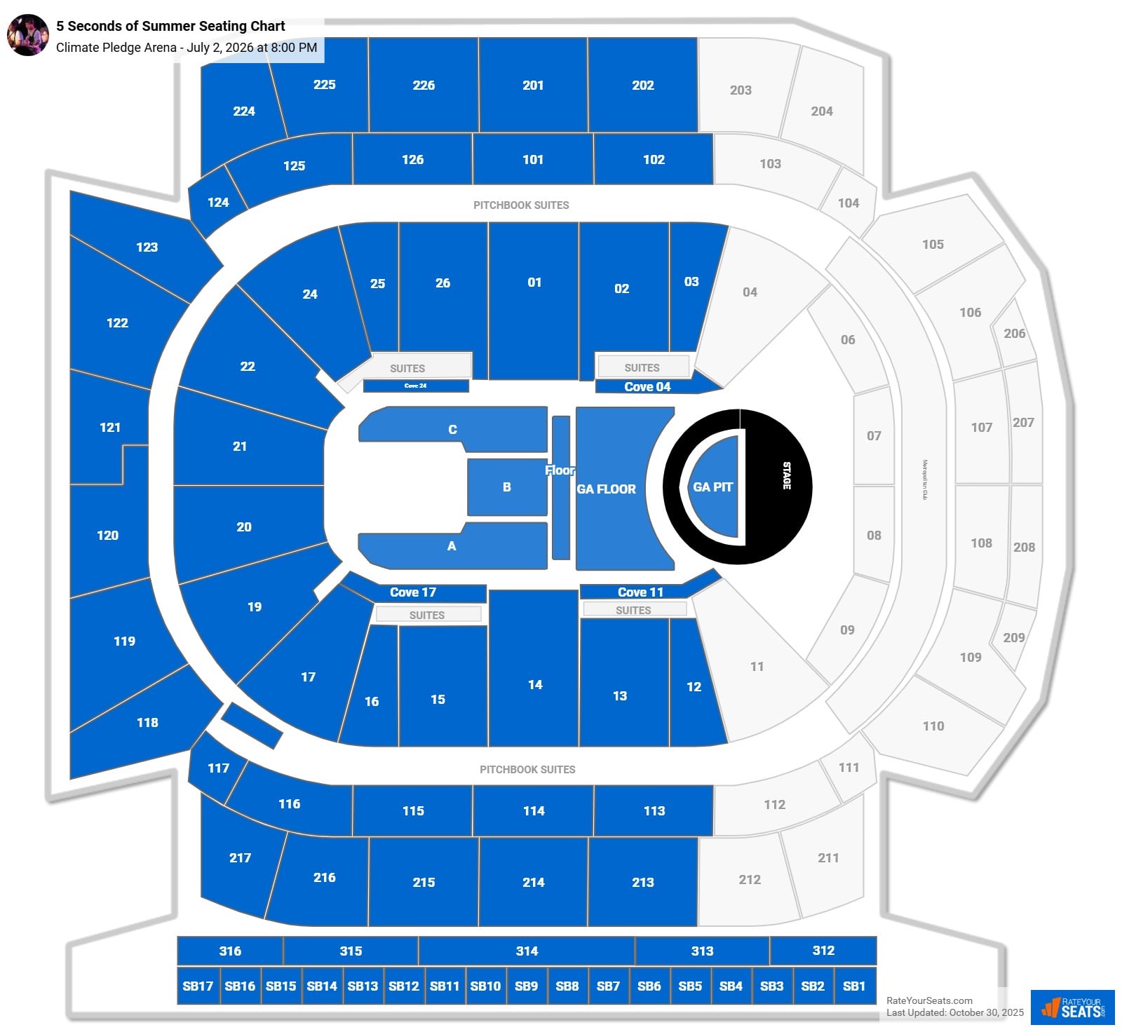 5 Seconds of Summer seating chart Climate Pledge Arena