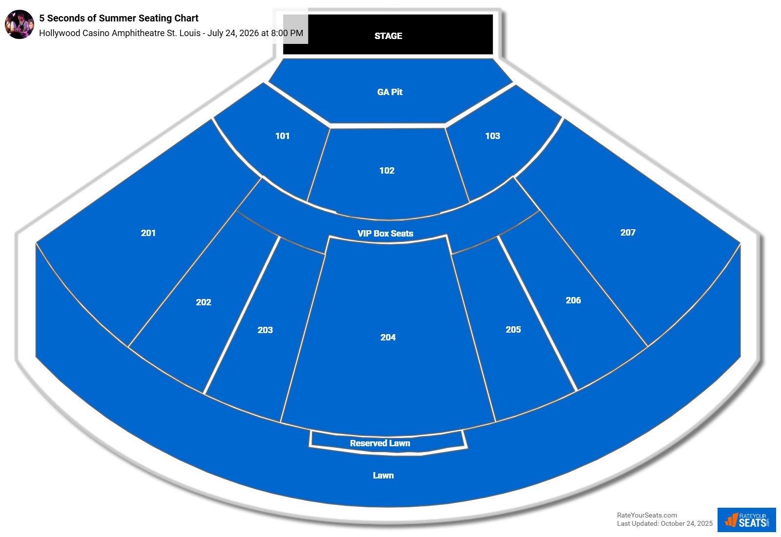 5 Seconds of Summer seating chart Hollywood Casino Amphitheatre St. Louis