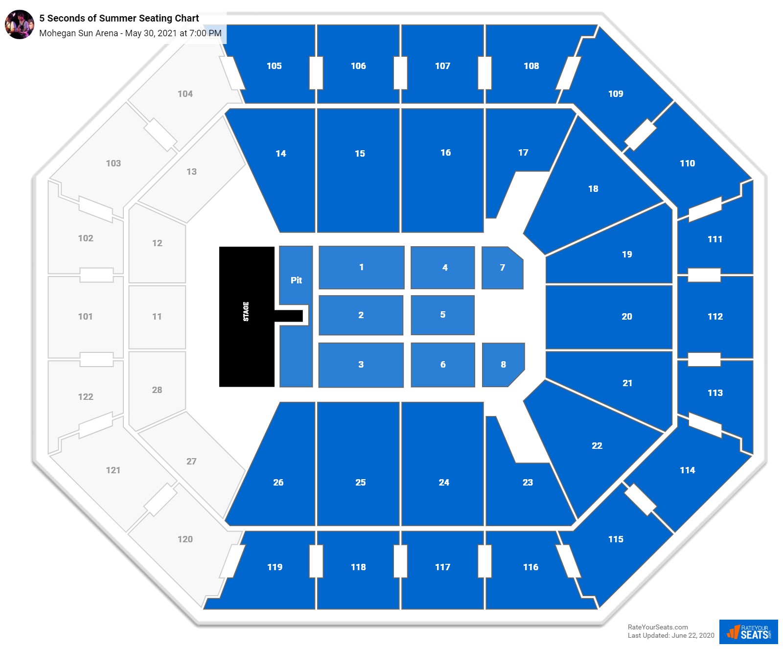 Mohegan Sun Arena Seating Charts for Concerts - RateYourSeats.com