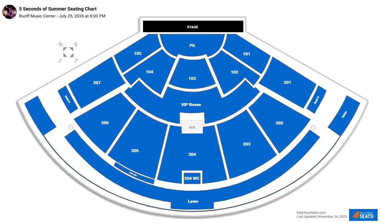 5 Seconds of Summer seating chart Ruoff Music Center
