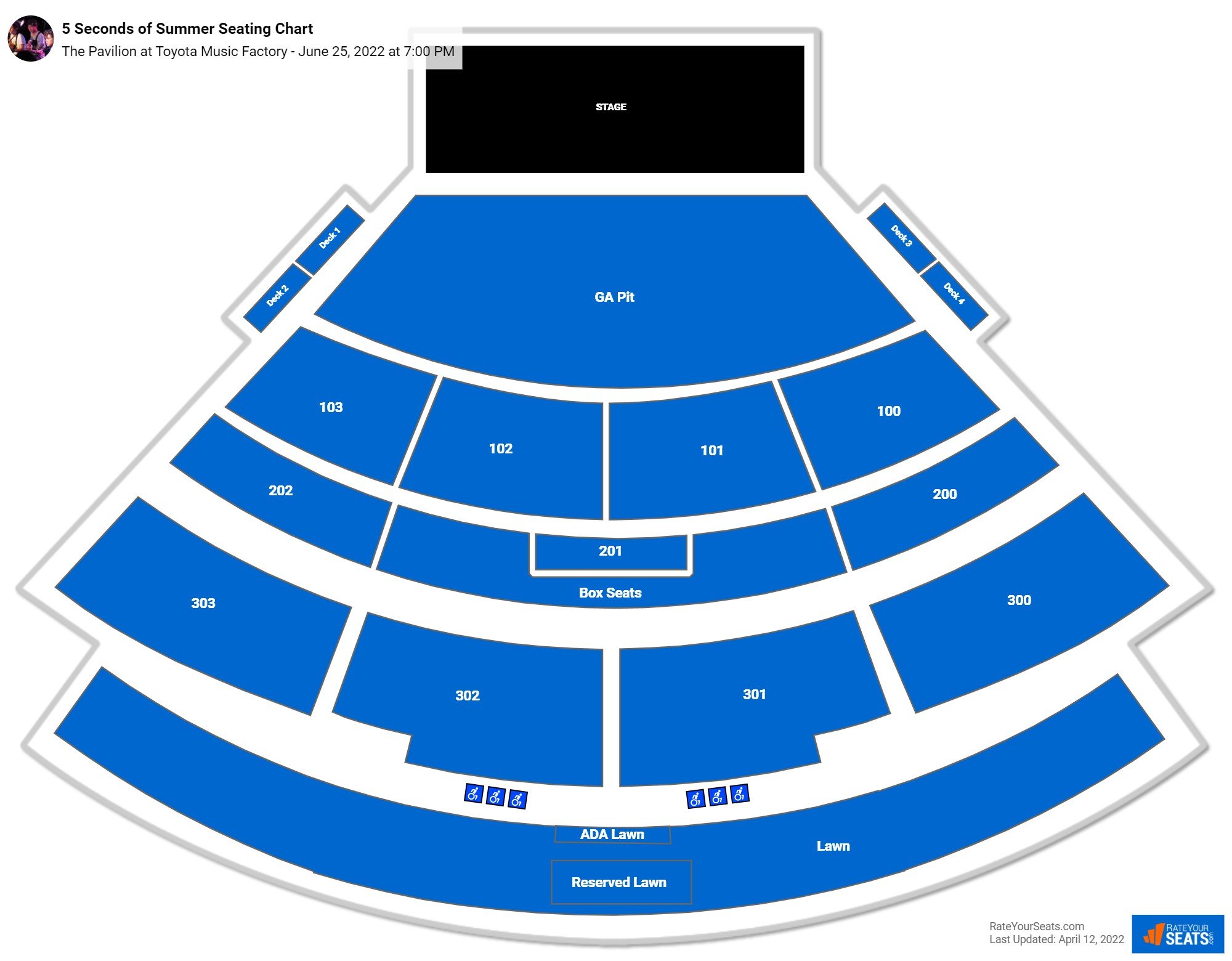 The Pavilion at Toyota Music Factory Seating Chart