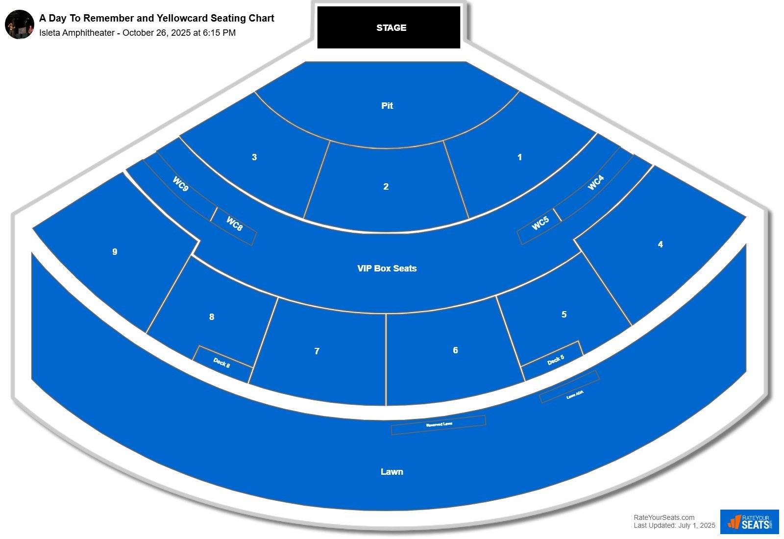 A Day To Remember and Yellowcard seating chart Isleta Amphitheater