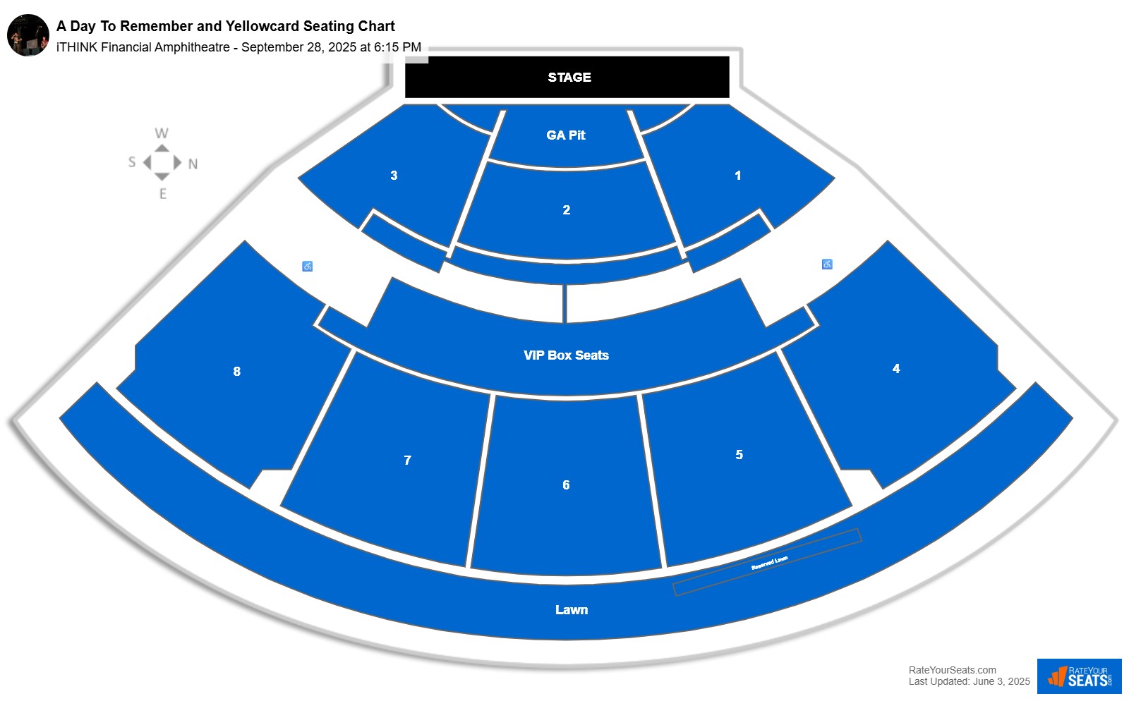 A Day To Remember and Yellowcard seating chart iTHINK Financial Amphitheatre