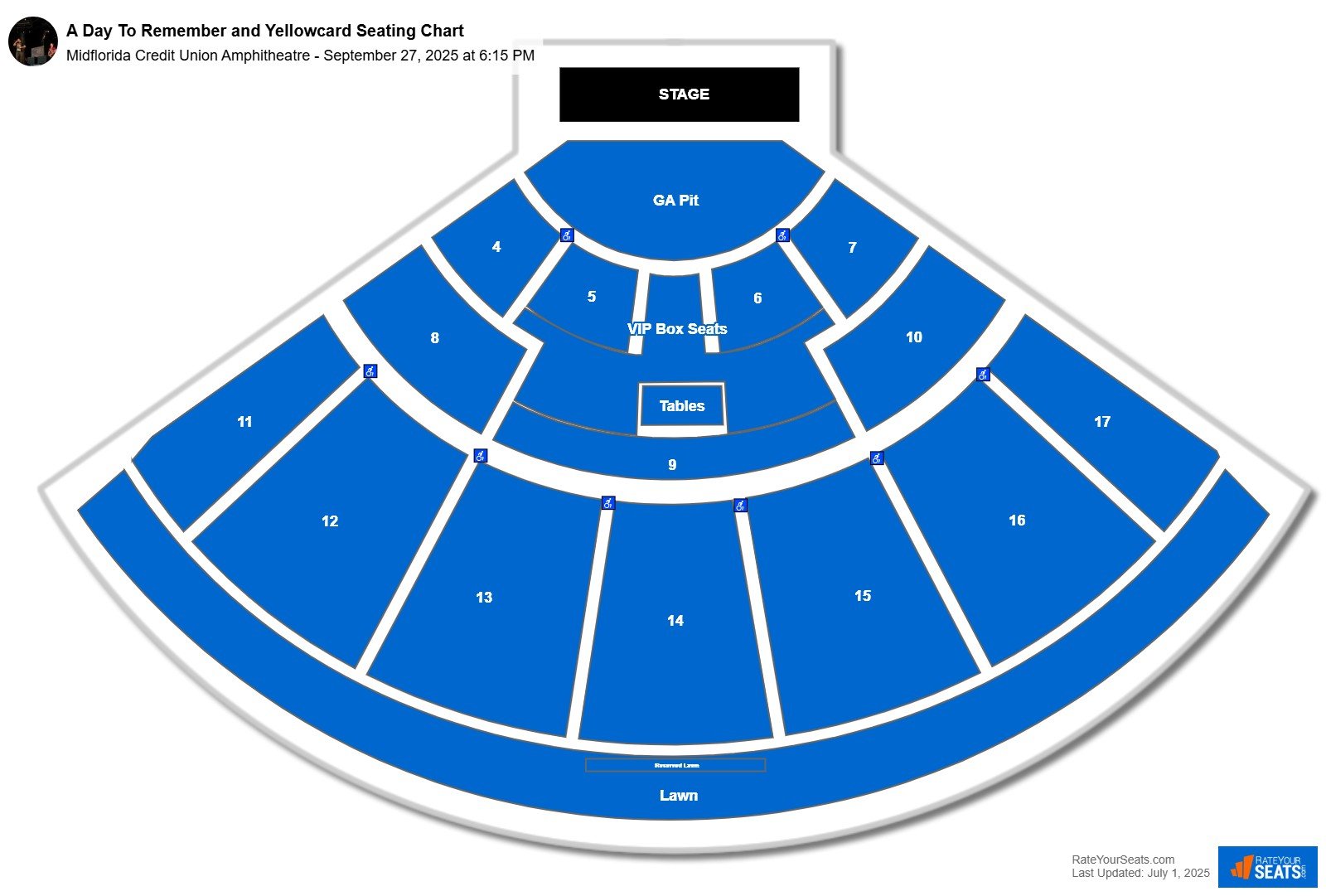 A Day To Remember and Yellowcard seating chart Midflorida Credit Union Amphitheatre