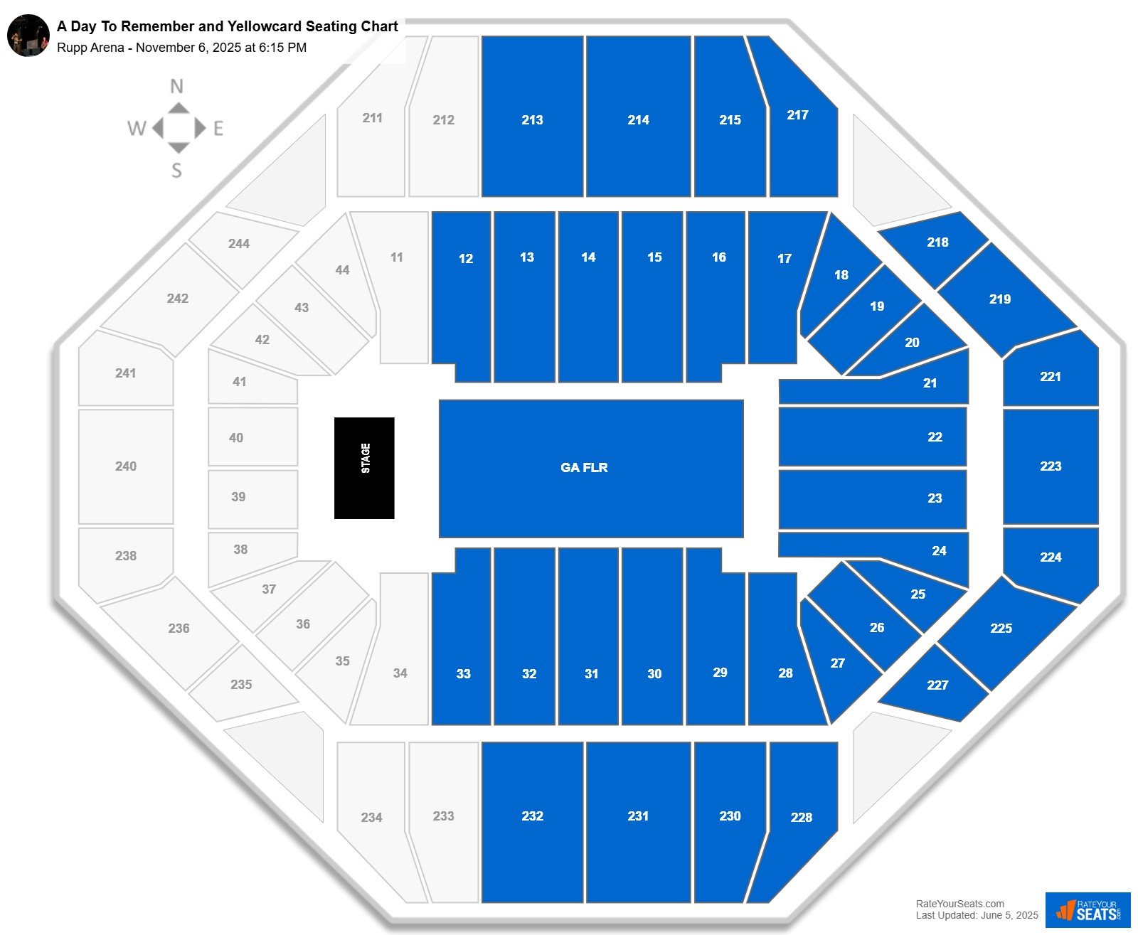 A Day To Remember and Yellowcard seating chart Rupp Arena