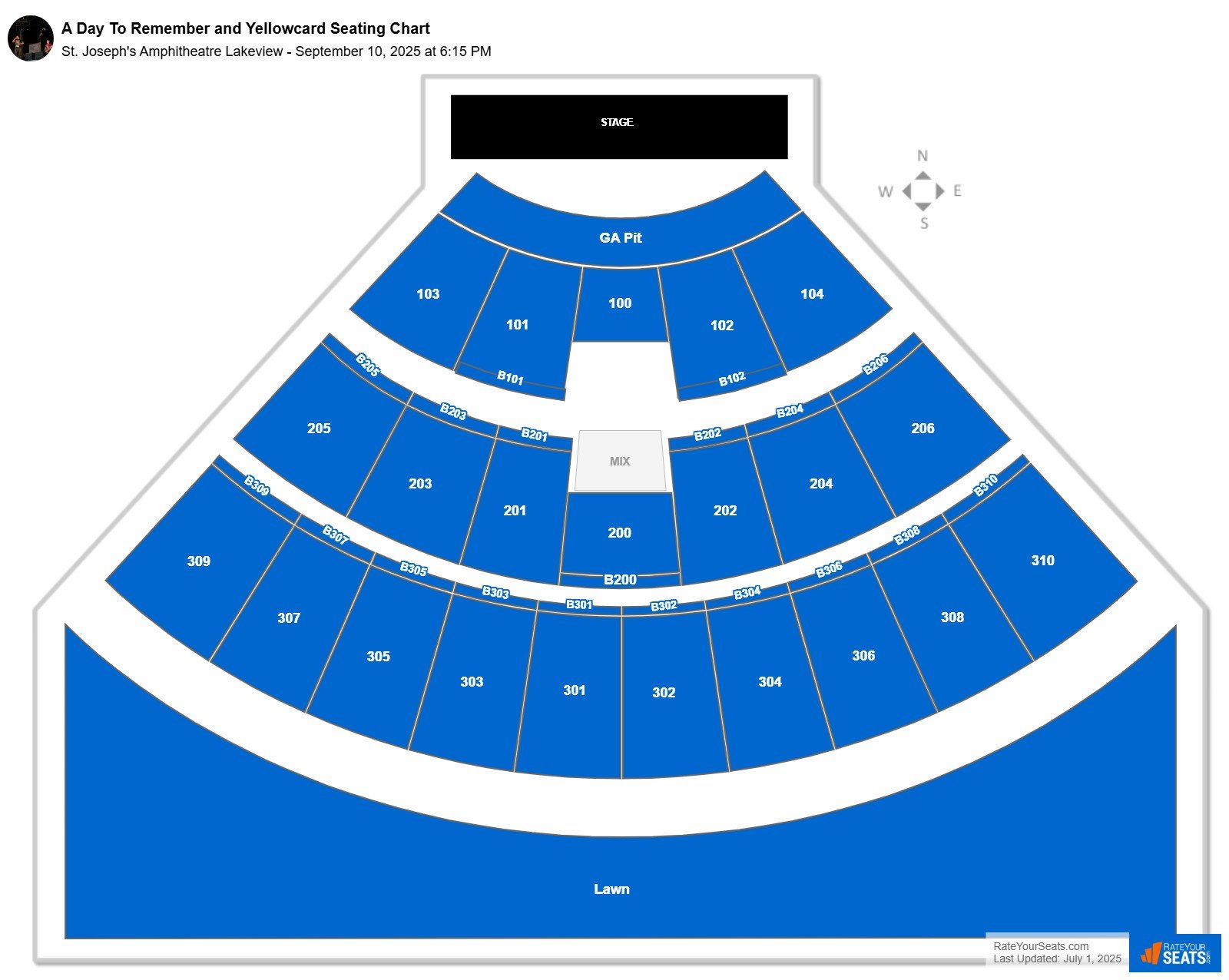 A Day To Remember and Yellowcard seating chart St. Joseph