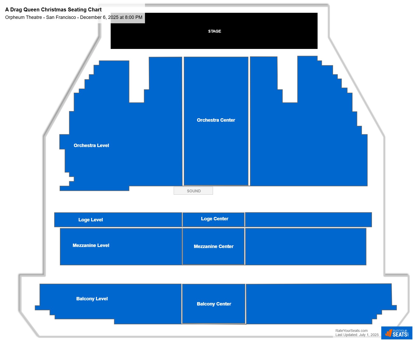 A Drag Queen Christmas seating chart Orpheum Theatre - San Francisco