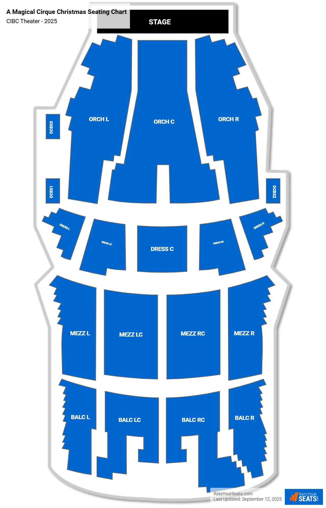 A Magical Cirque Christmas seating chart CIBC Theater