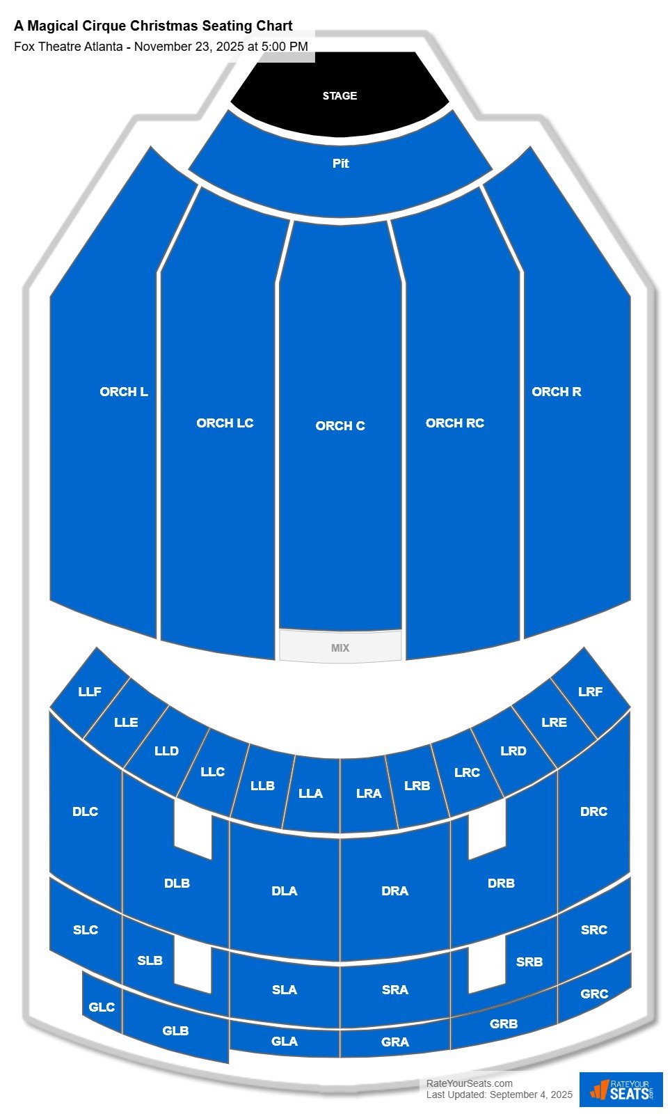 A Magical Cirque Christmas seating chart Fox Theatre Atlanta