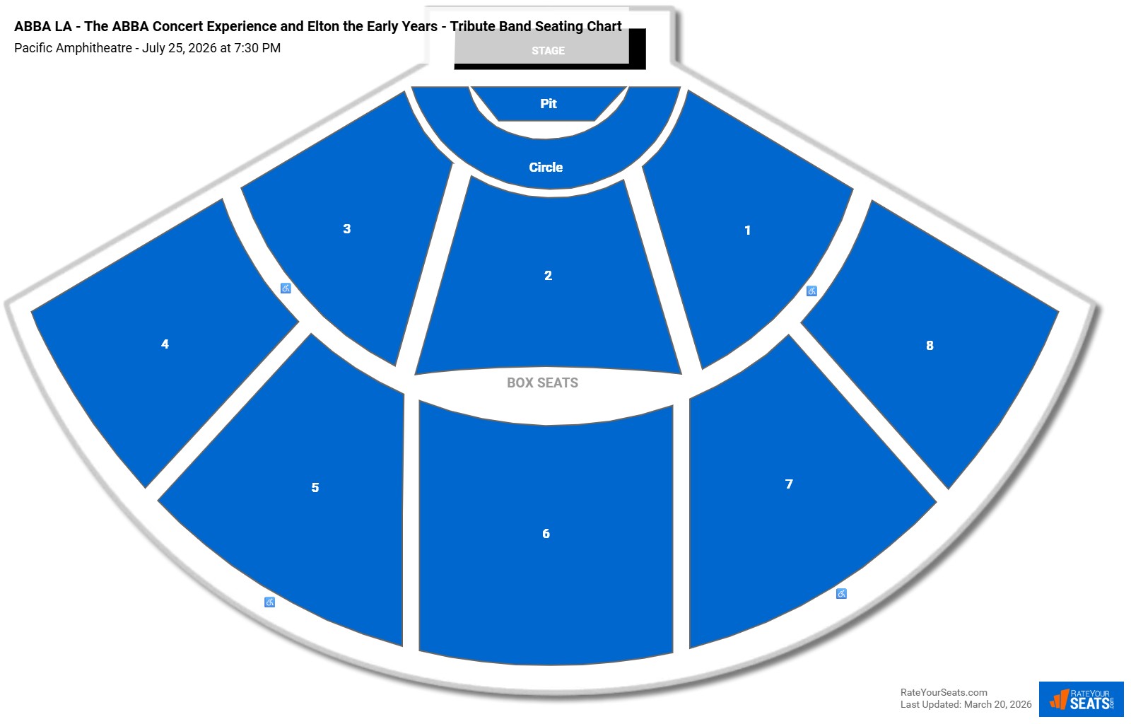 ABBA LA - The ABBA Concert Experience and Elton the Early Years - Tribute Band seating chart Pacific Amphitheatre