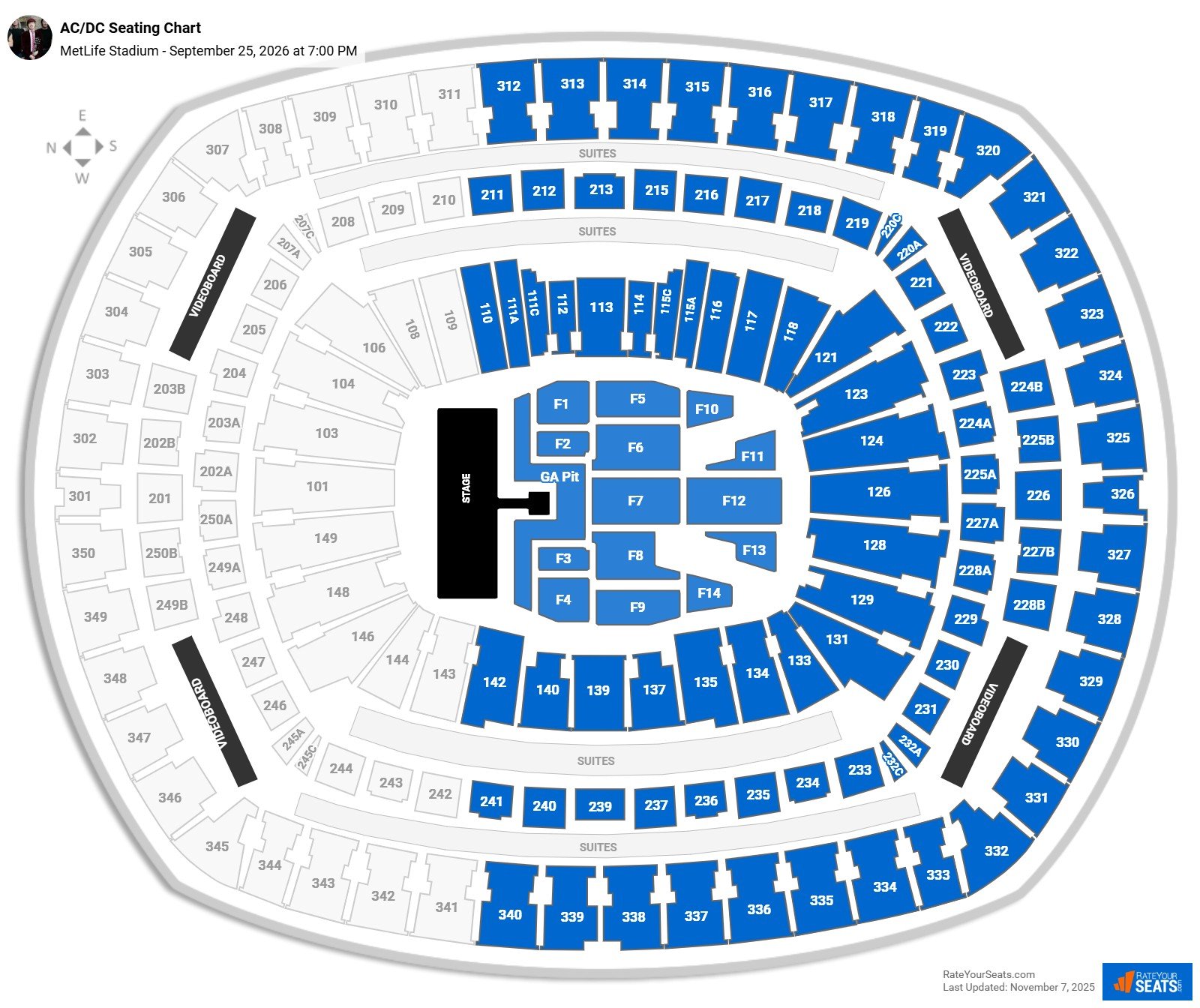 AC/DC seating chart MetLife Stadium