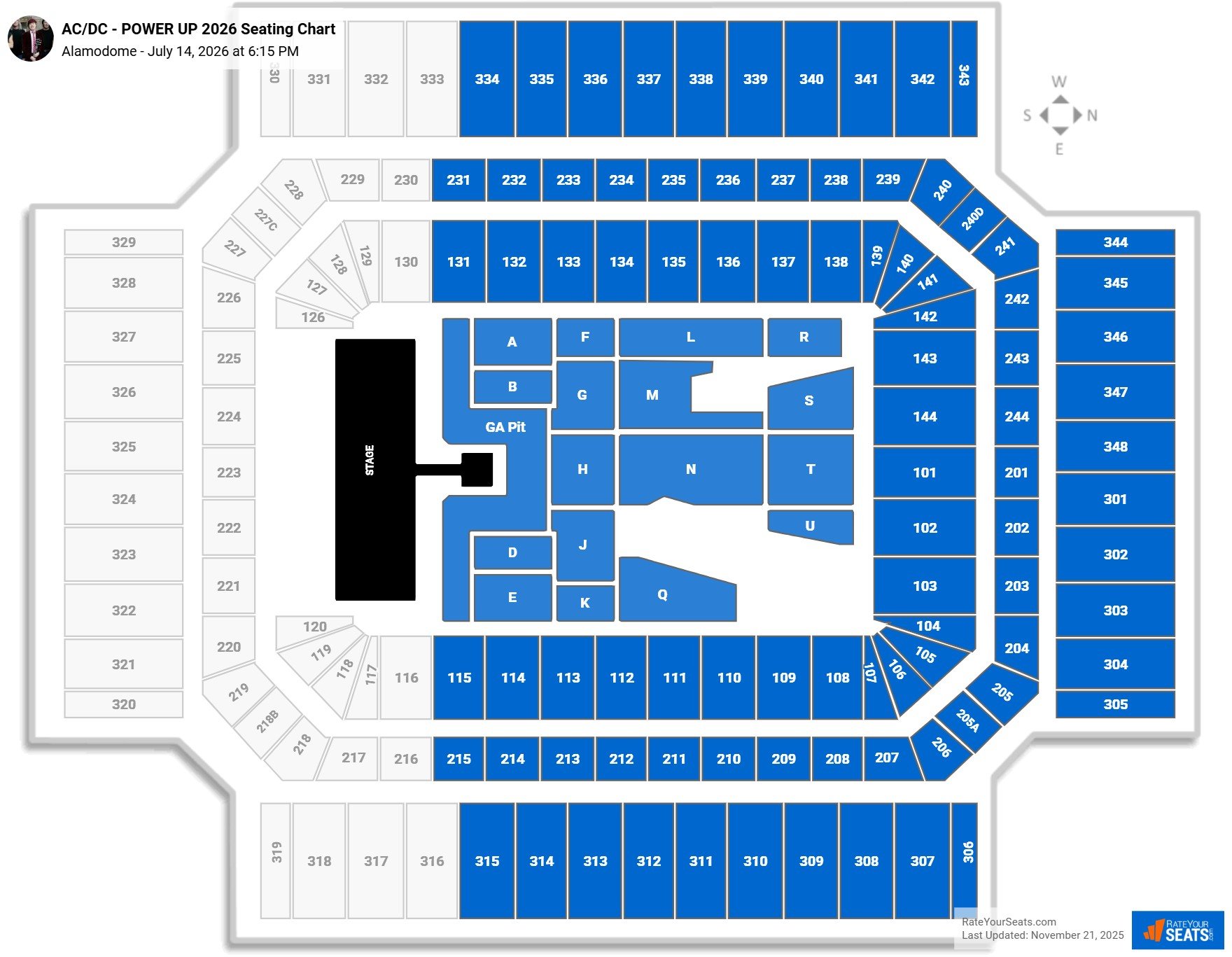 AC/DC - POWER UP 2026 seating chart Alamodome