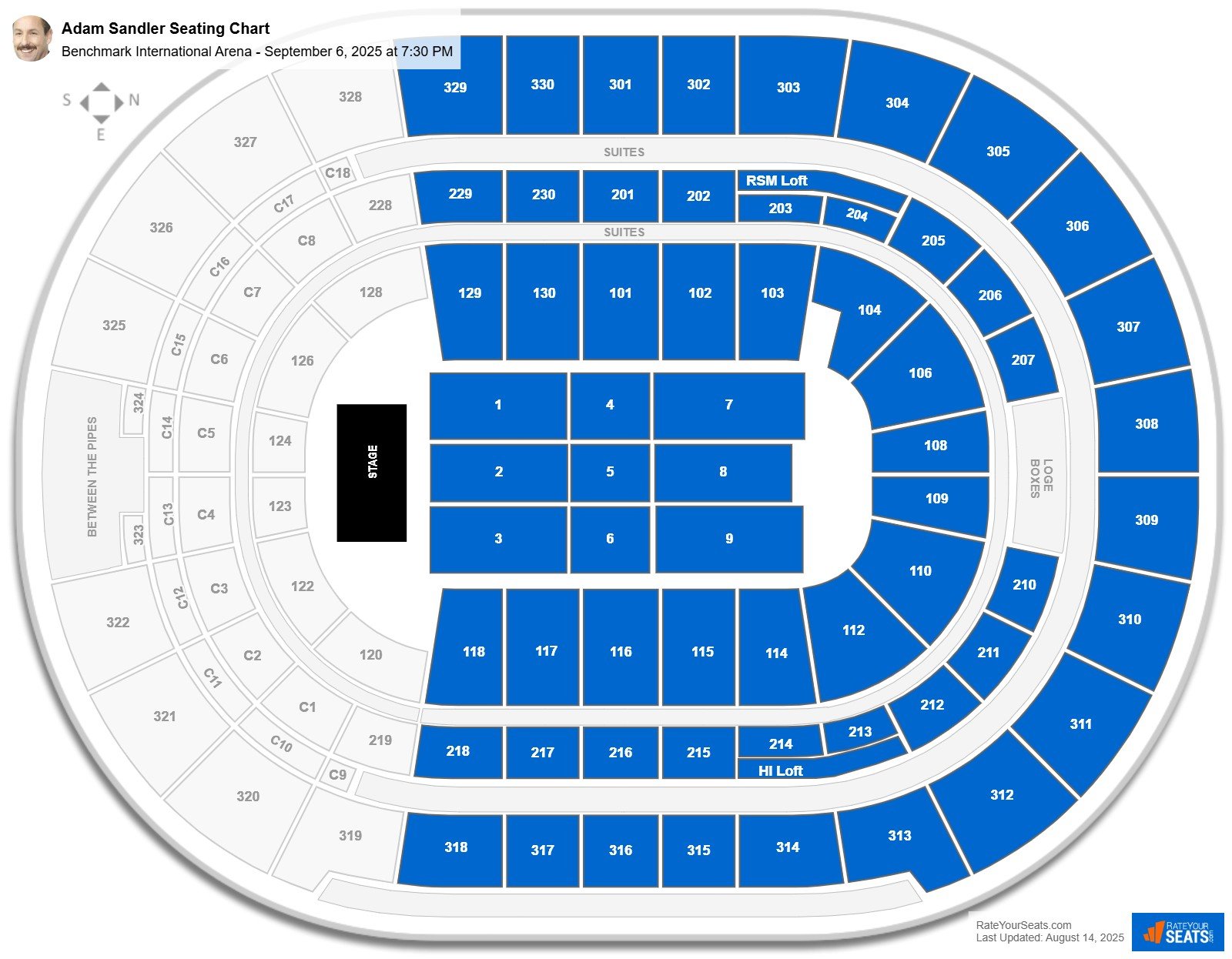 Adam Sandler seating chart Benchmark International Arena