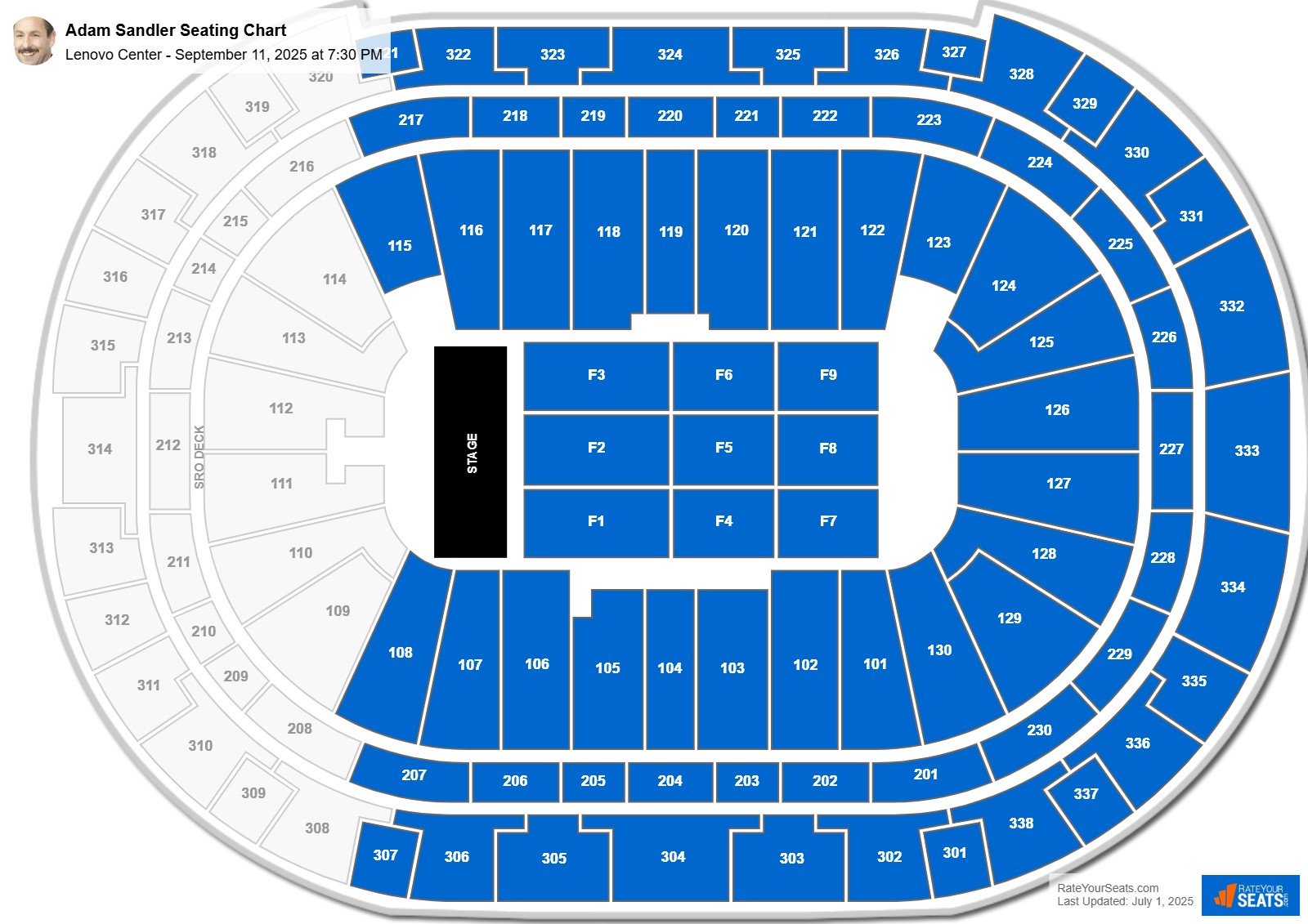 Adam Sandler seating chart Lenovo Center