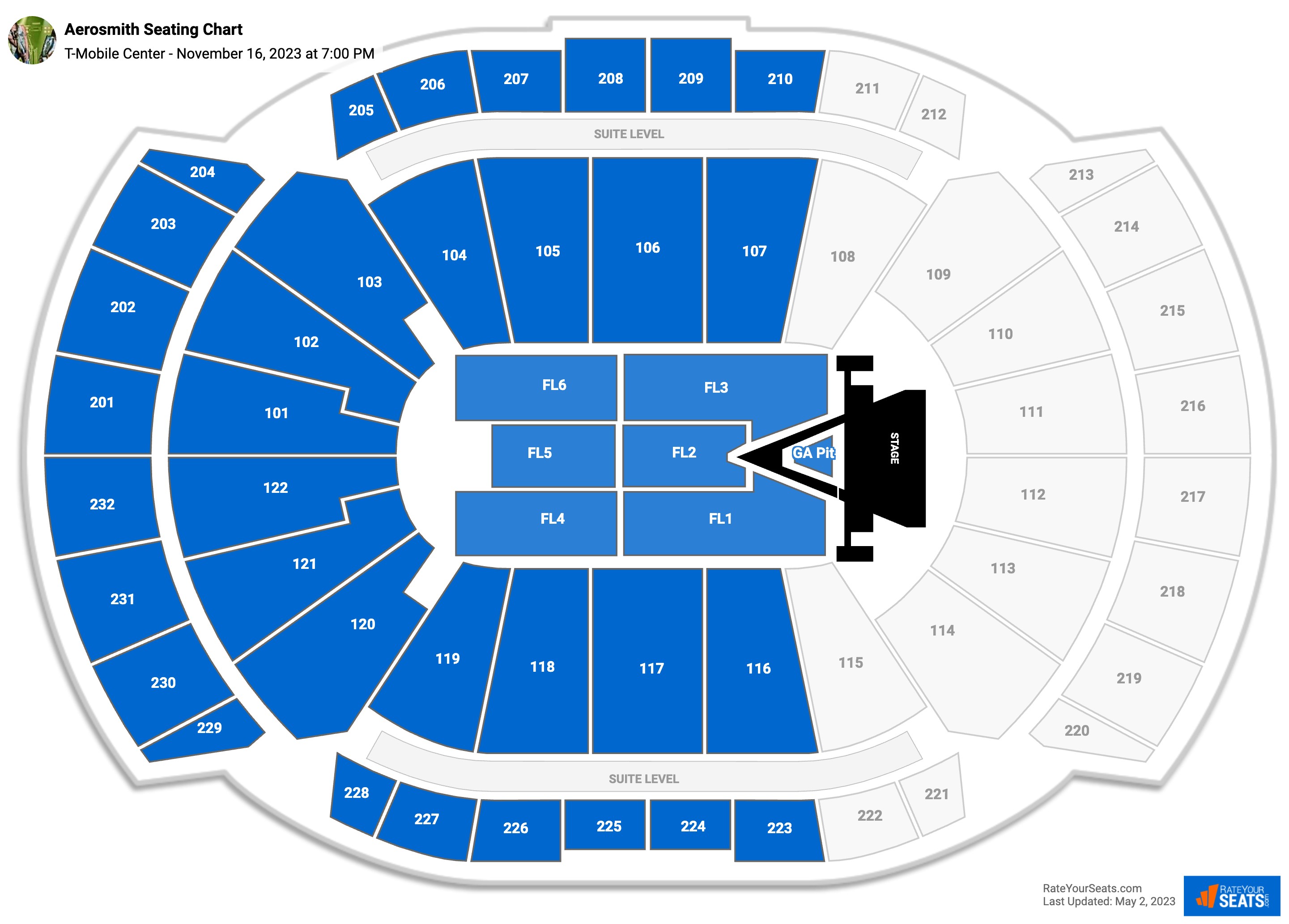 T-Mobile Center Concert Seating Chart - RateYourSeats.com