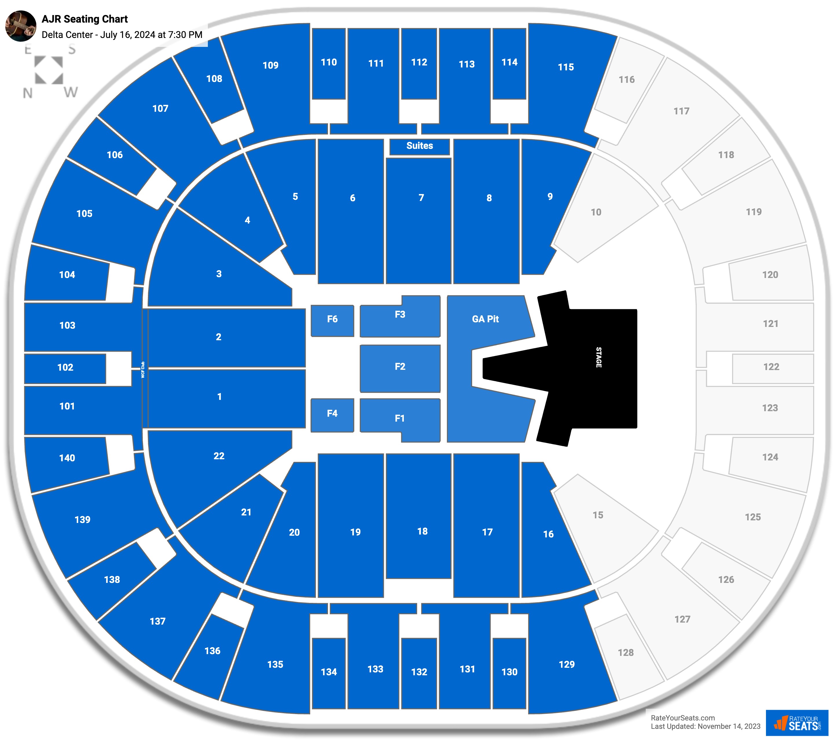 Delta Center Concert Seating Chart