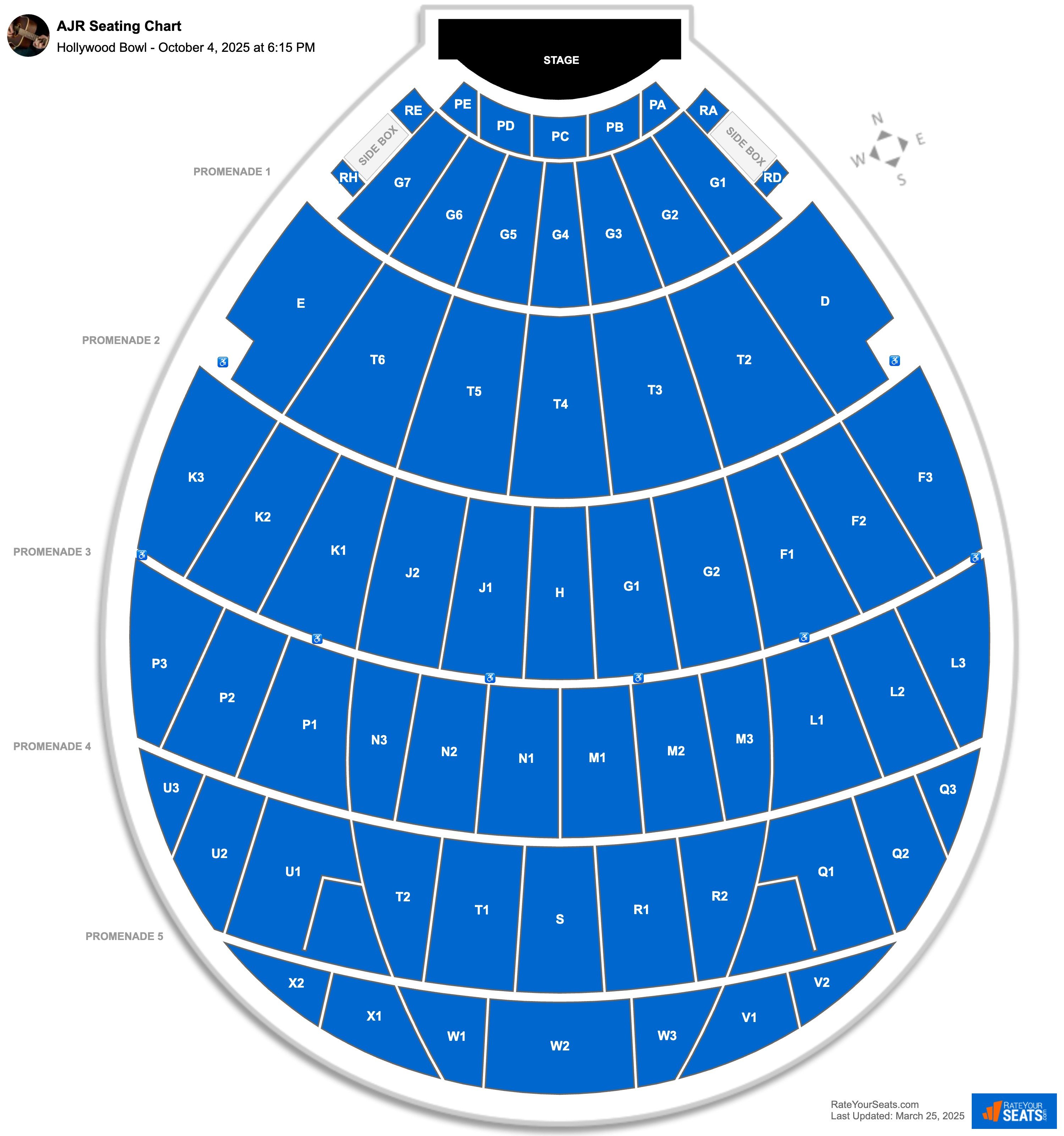 AJR seating chart Hollywood Bowl