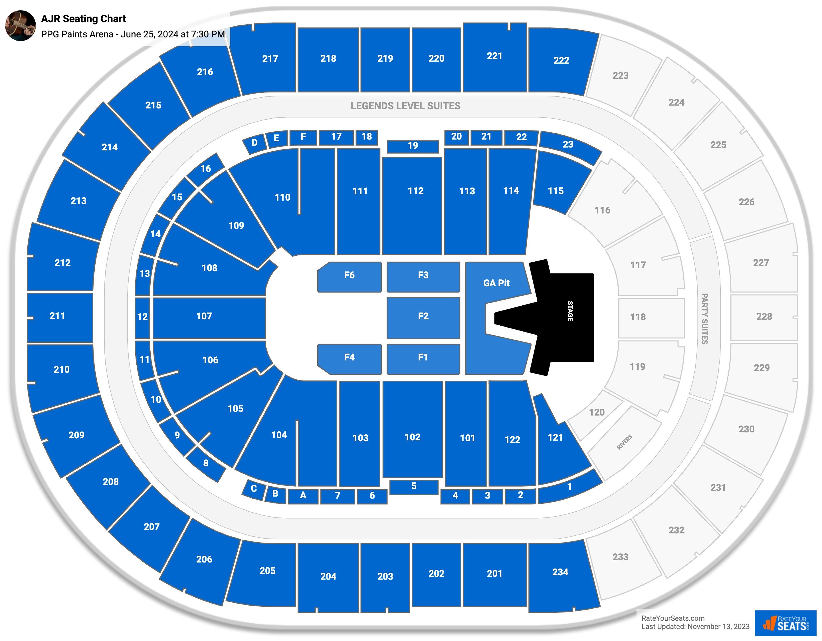 PPG Paints Arena Concert Seating Chart - RateYourSeats.com