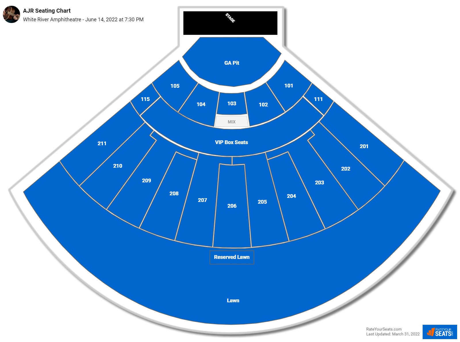 AJR seating chart White River Amphitheatre