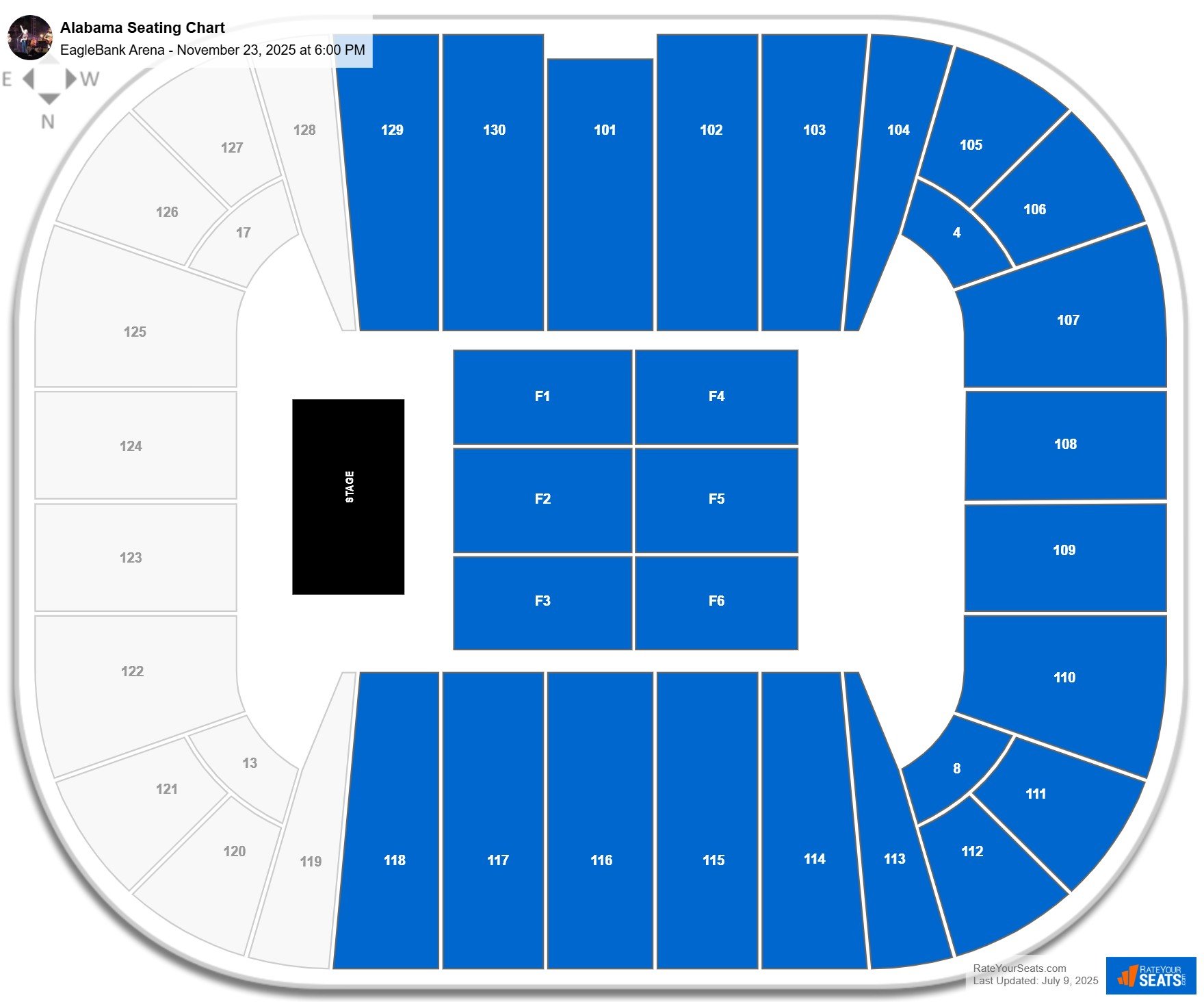 Alabama seating chart EagleBank Arena