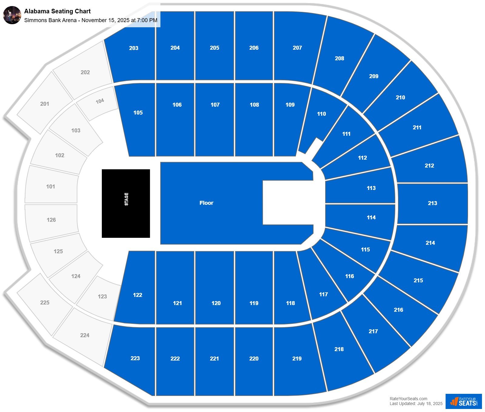 Alabama seating chart Simmons Bank Arena