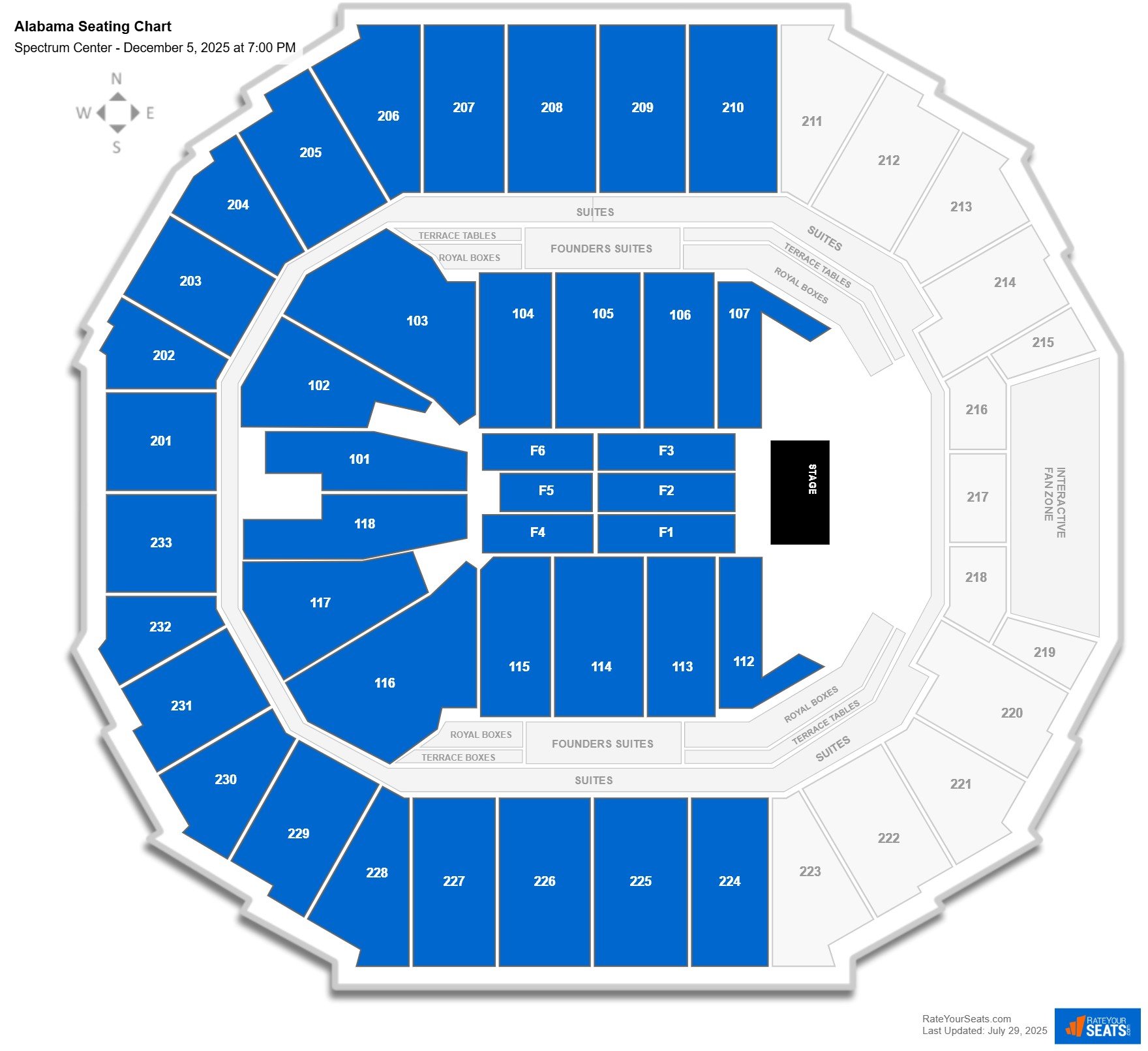 Alabama seating chart Spectrum Center