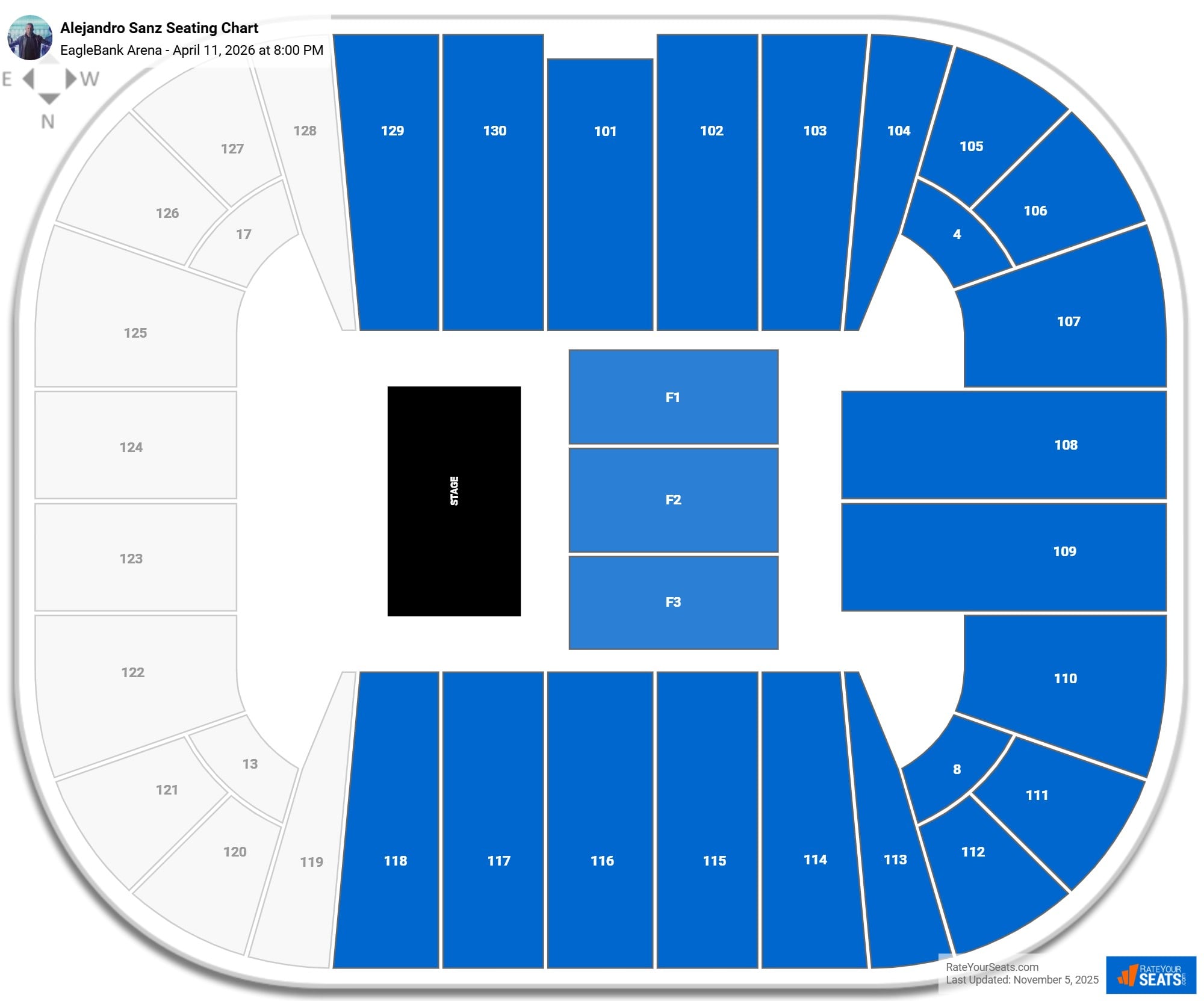 Alejandro Sanz seating chart EagleBank Arena