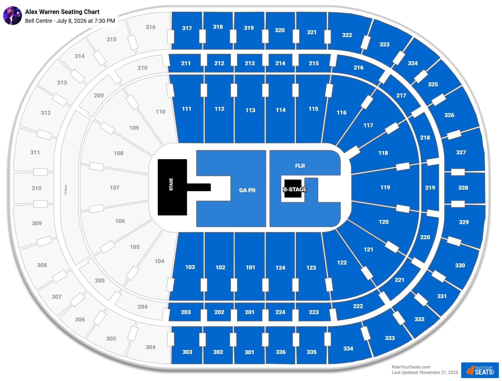 Alex Warren seating chart Bell Centre