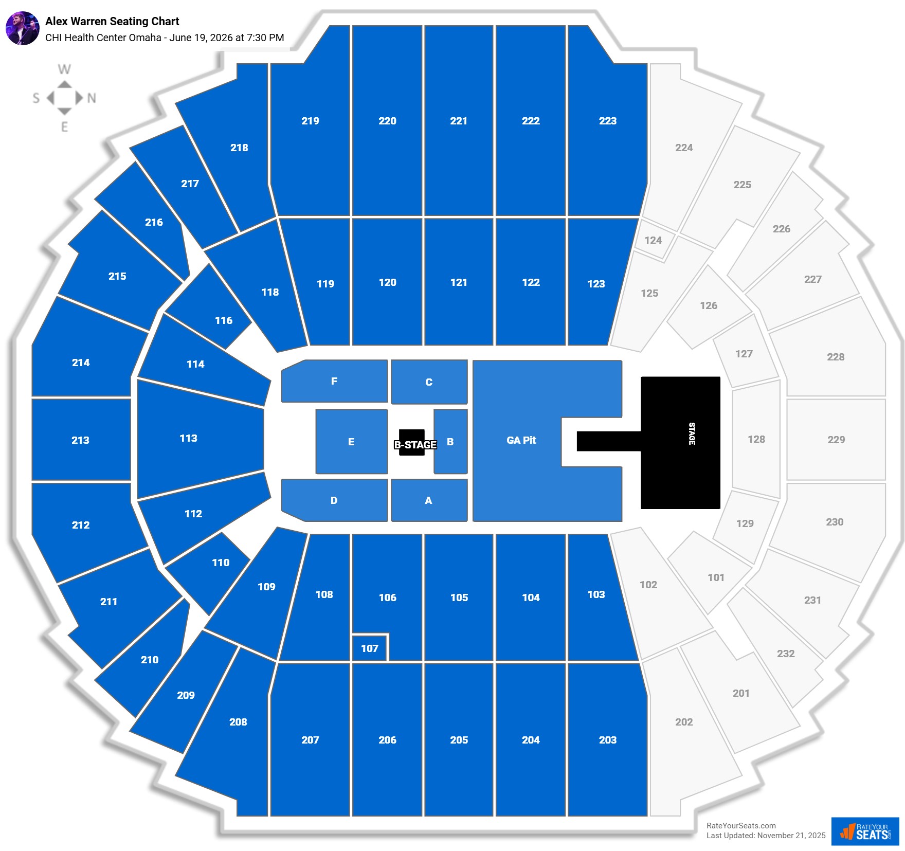Alex Warren seating chart CHI Health Center Omaha
