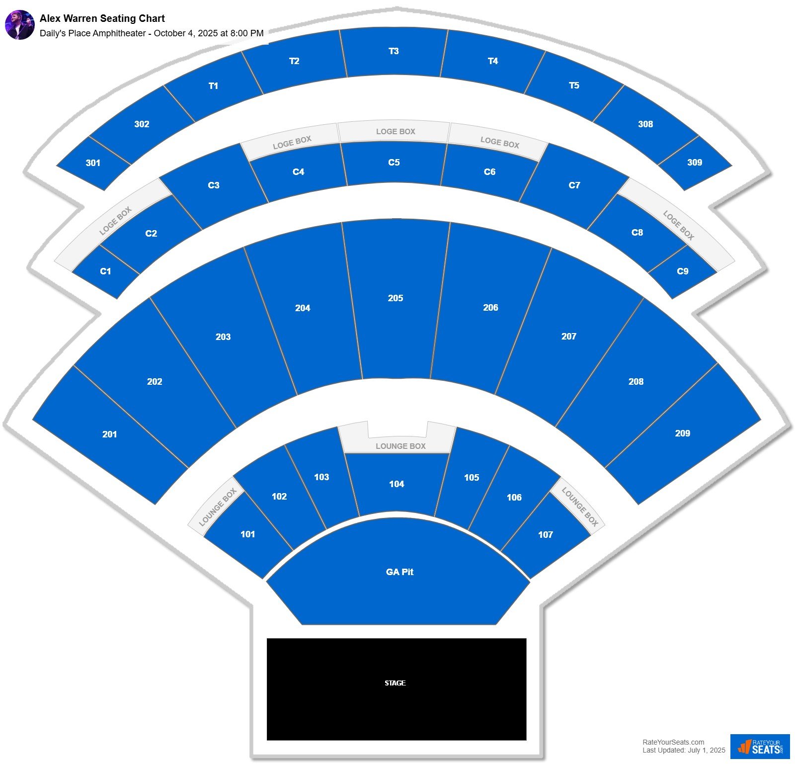Alex Warren seating chart Daily