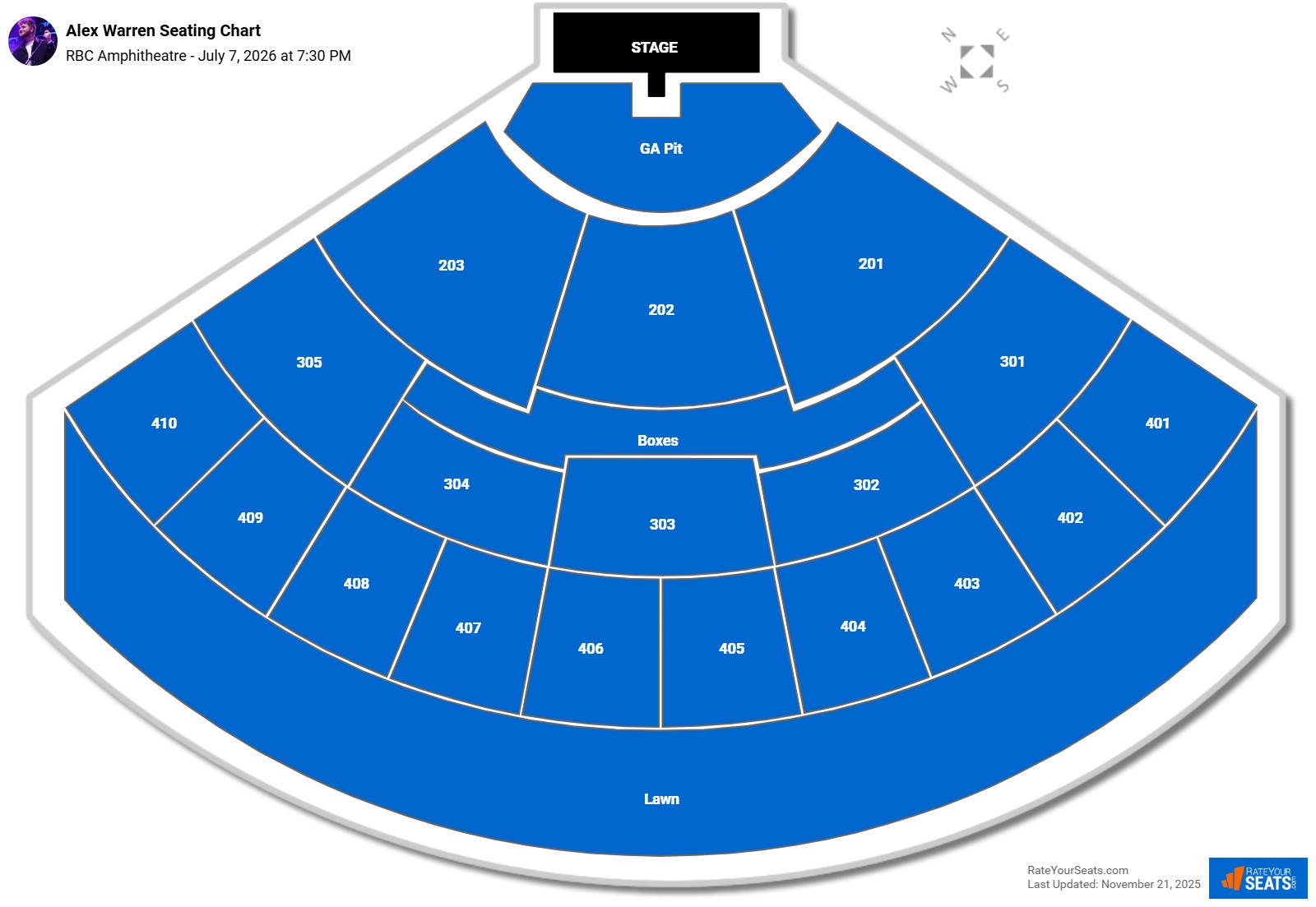 Alex Warren seating chart RBC Amphitheatre