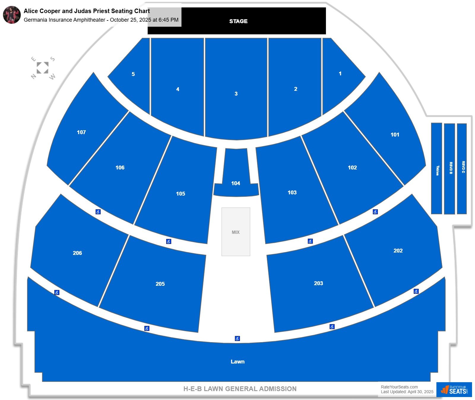 Alice Cooper and Judas Priest seating chart Germania Insurance Amphitheater