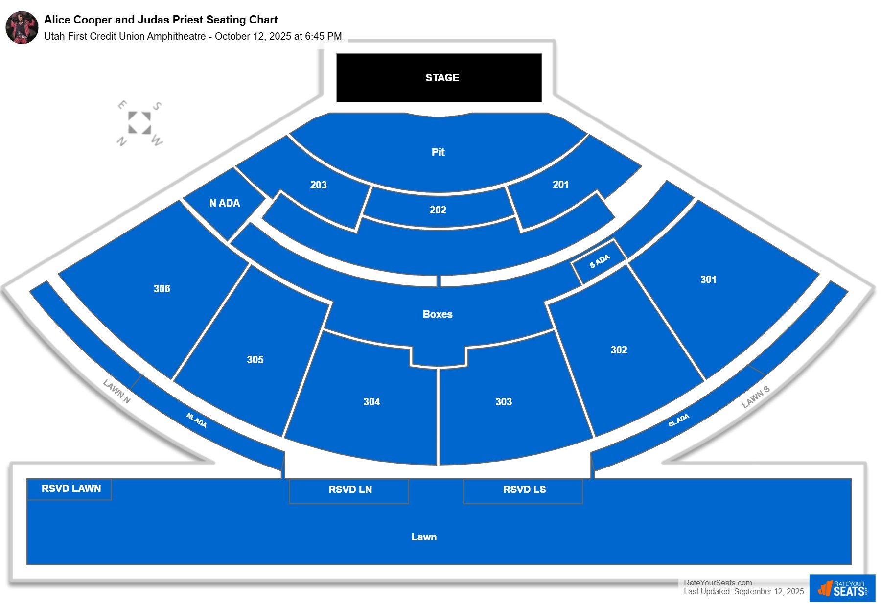 Alice Cooper and Judas Priest seating chart Utah First Credit Union Amphitheatre