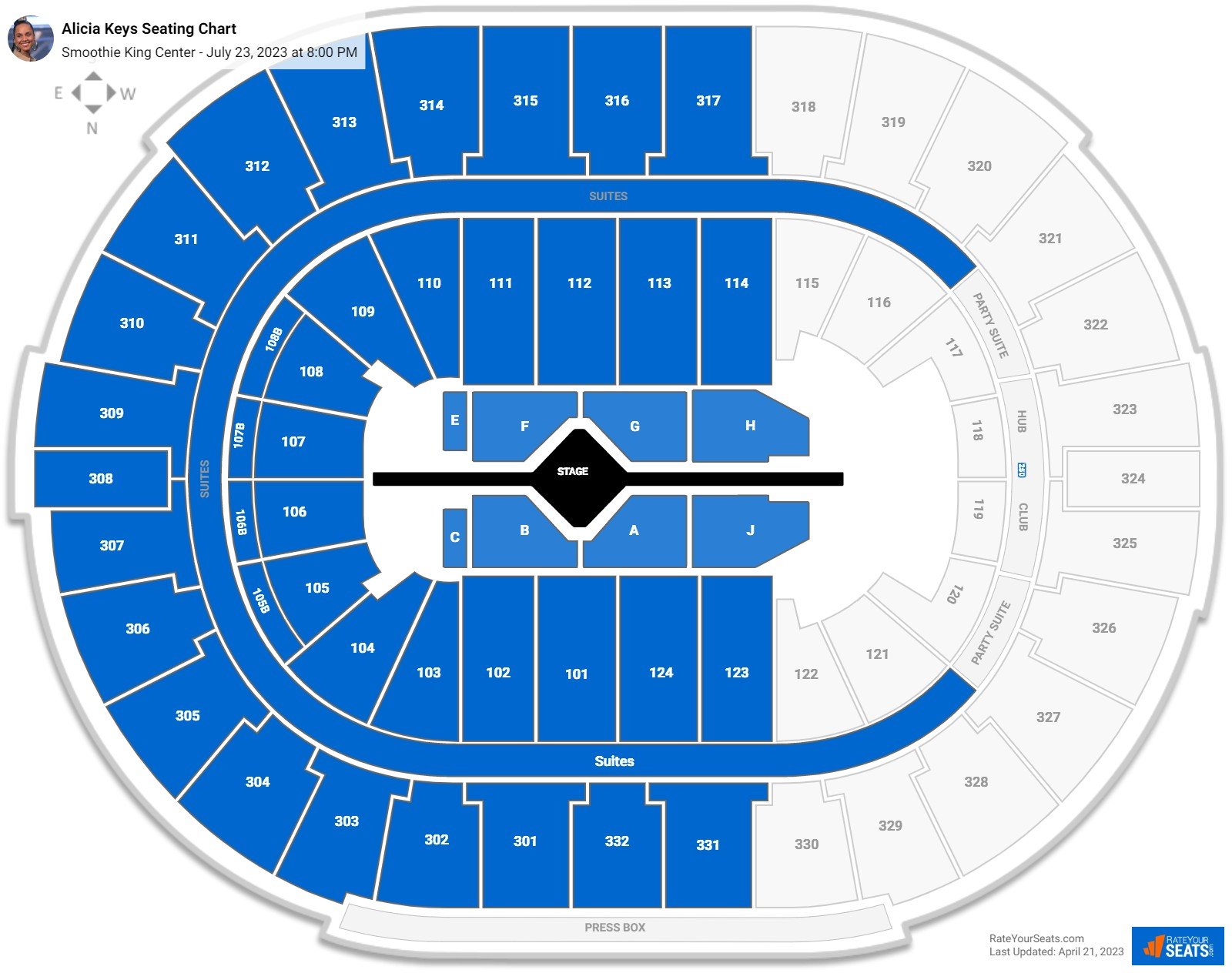 Smoothie King Center Concert Seating Chart - RateYourSeats.com