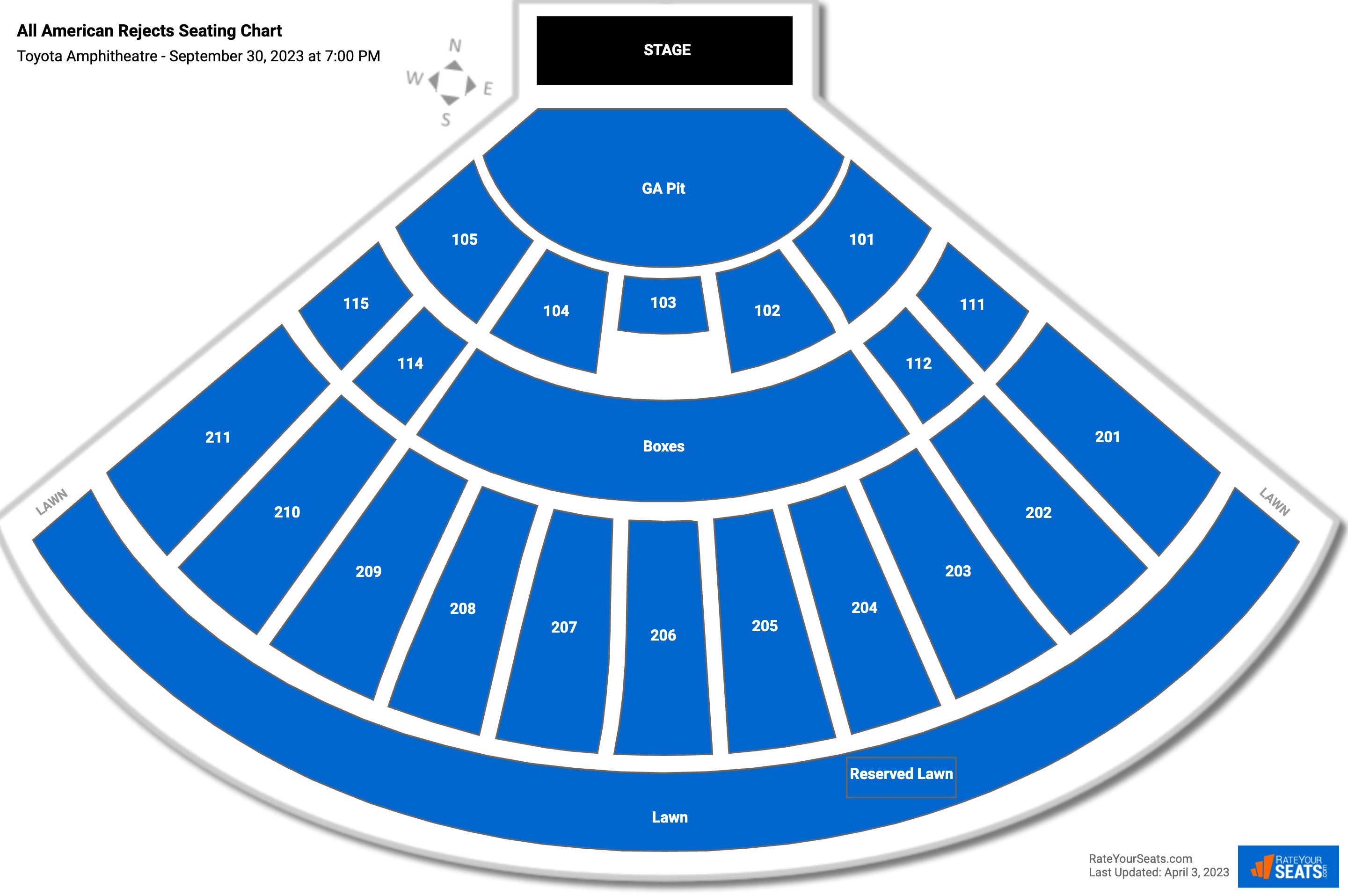 Toyota Amphitheatre Seating Chart