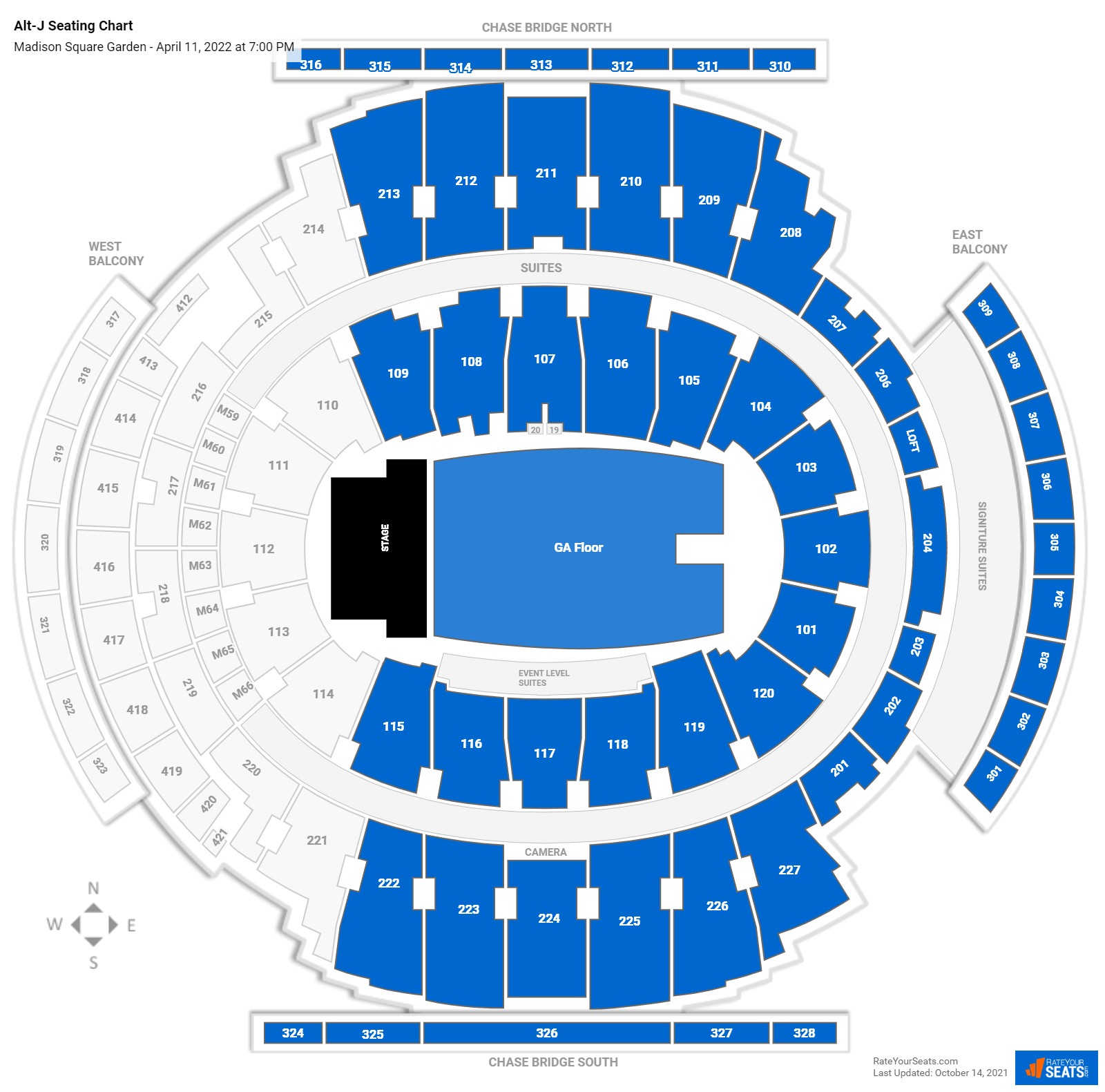 Alt-J seating chart Madison Square Garden