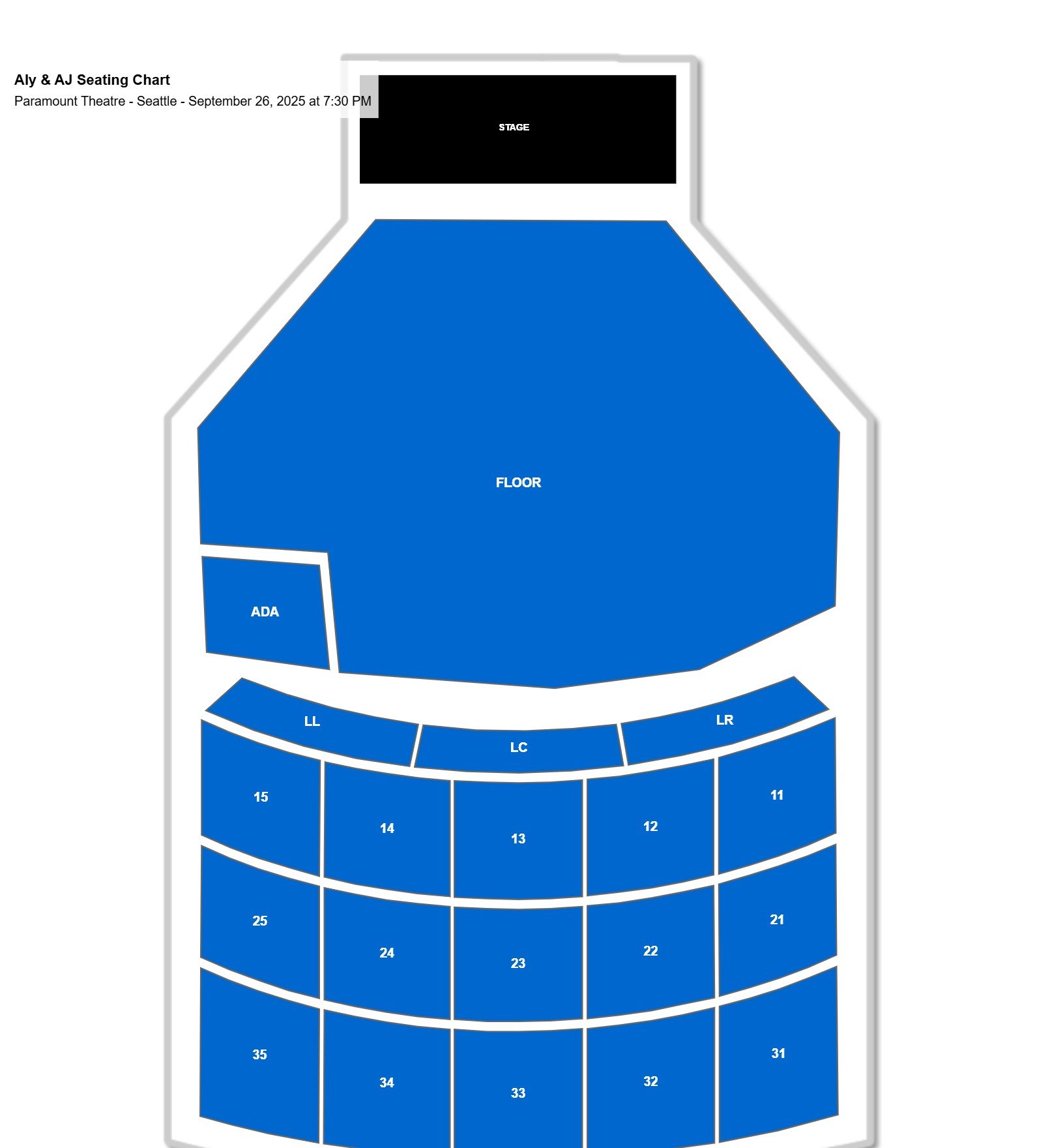 Aly & AJ seating chart Paramount Theatre - Seattle