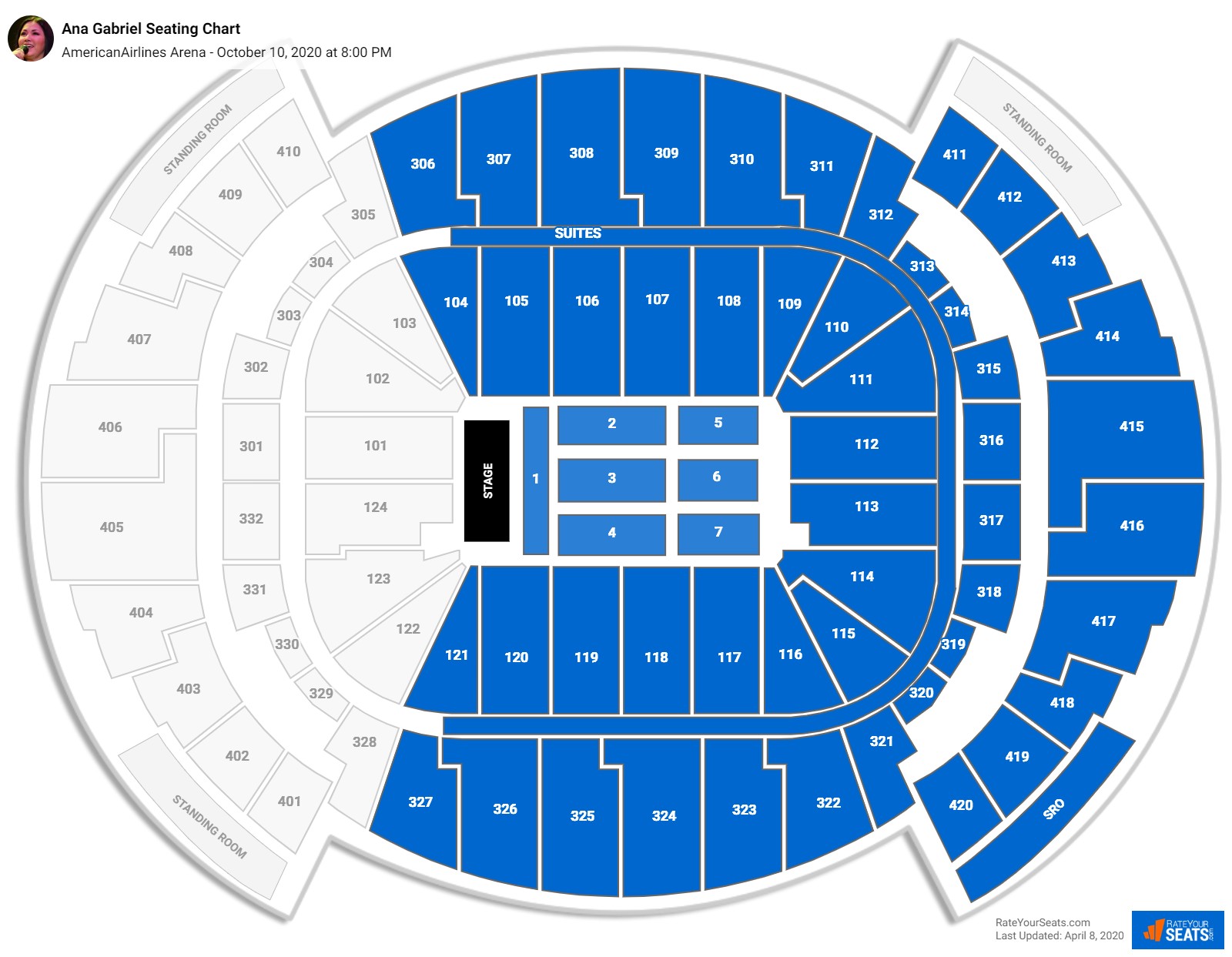 Ana Gabriel seating chart AmericanAirlines Arena