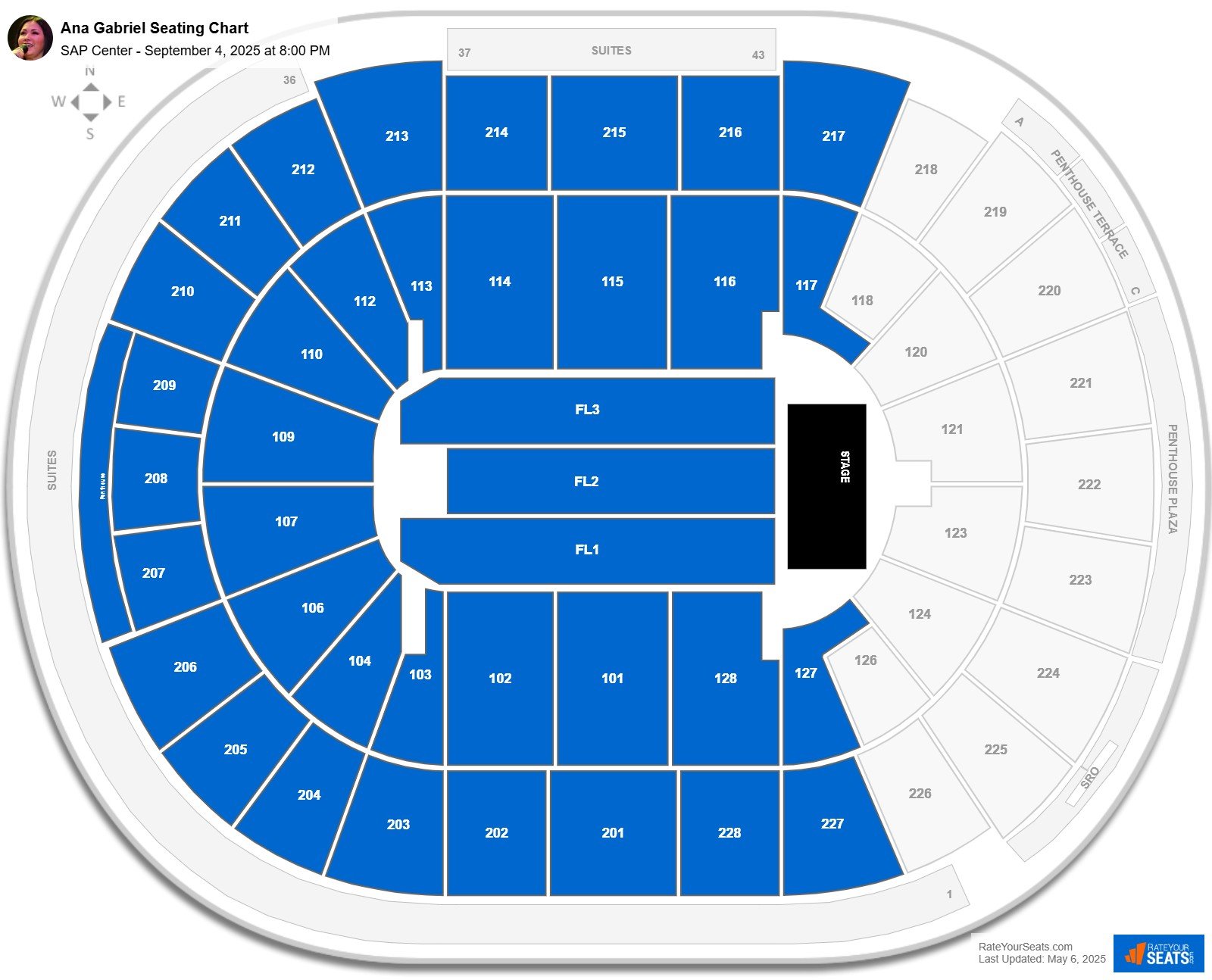 Ana Gabriel seating chart SAP Center