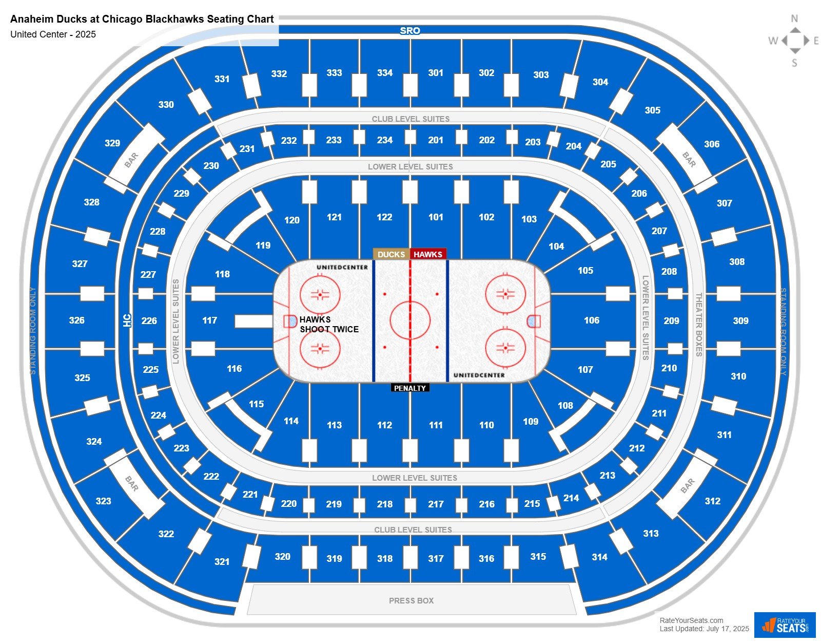 Anaheim Ducks at Chicago Blackhawks seating chart United Center